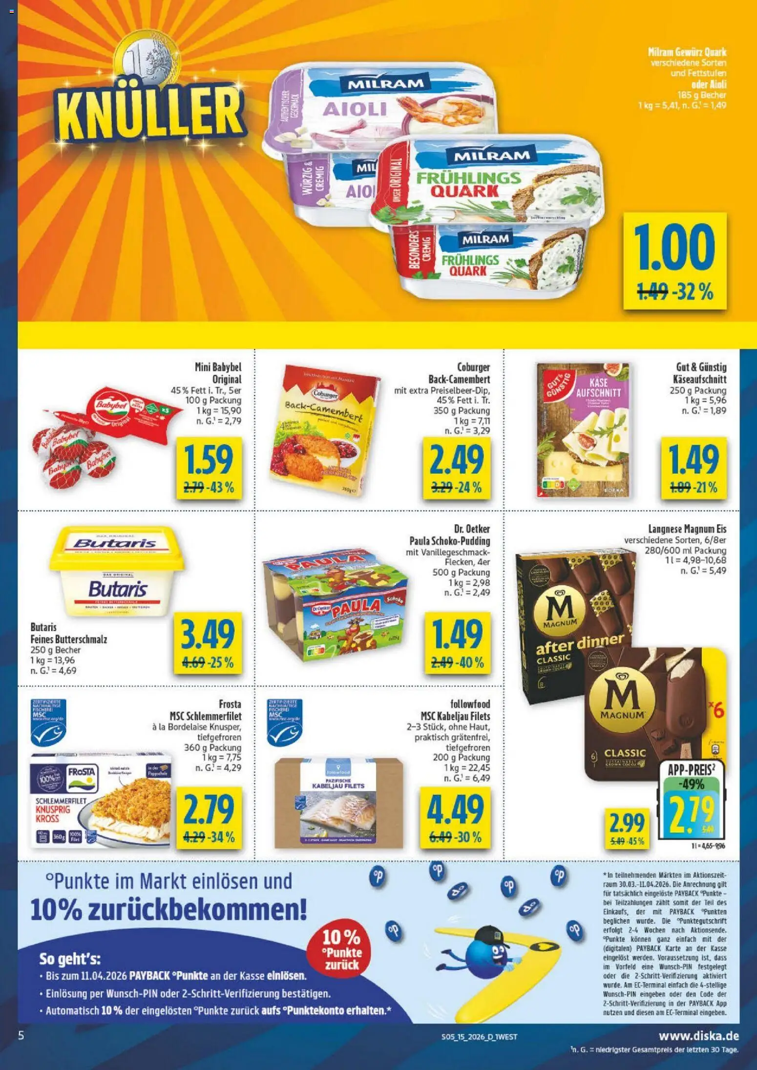 Diska - Diska Angebote Bayern KW15 – gültig ab 07.04.2026 | Seite: 5 | Produkte: Langnese, Käse, Milram, Babybel