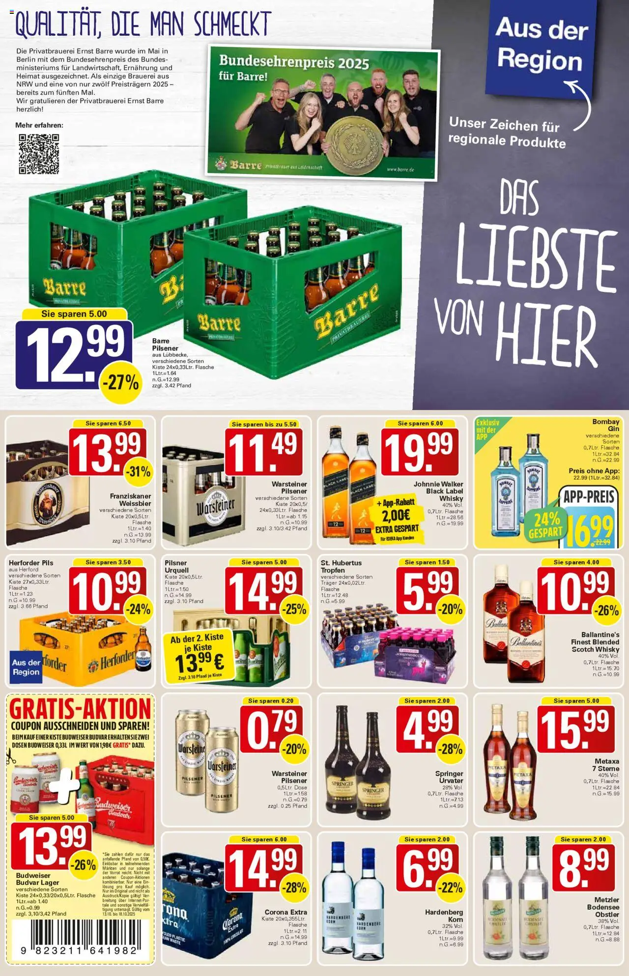 WEZ Prospekt – gültig ab 13.10.2025 | Seite: 13 | Produkte: Whisky, Pils, Metaxa, Budweiser