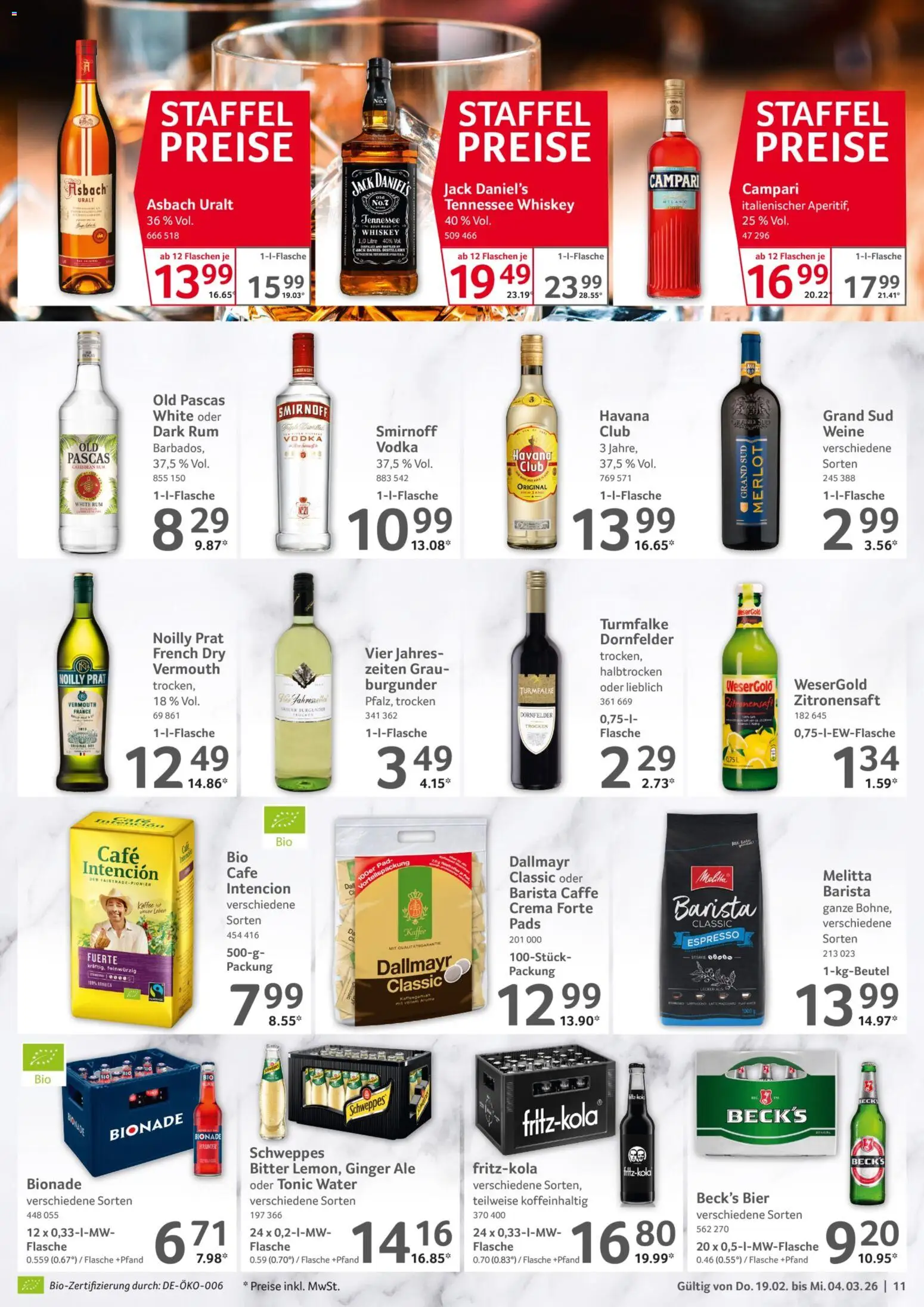 Selgros Gastronomie – gültig ab 19.02.2026 | Seite: 11 | Produkte: Rum, Merlot, Grand sud, Asbach