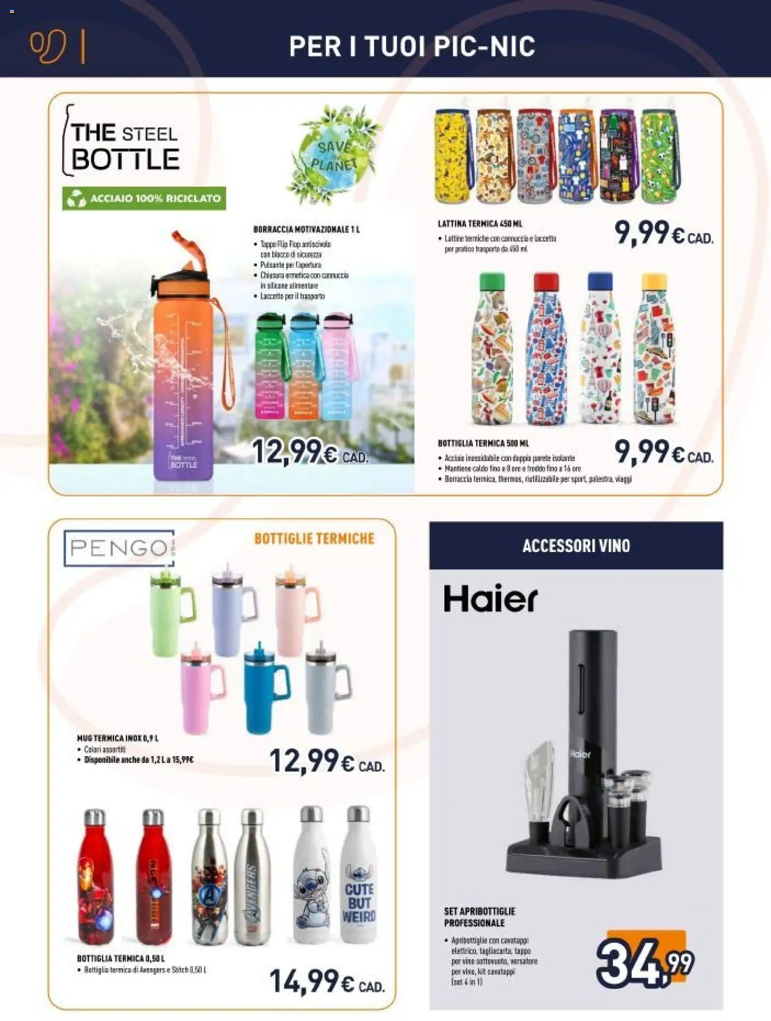 Volantino Unieuro del 27.03.2026 | Pagina: 8 | Prodotti: Cavatappi, The, Silicone, Borraccia