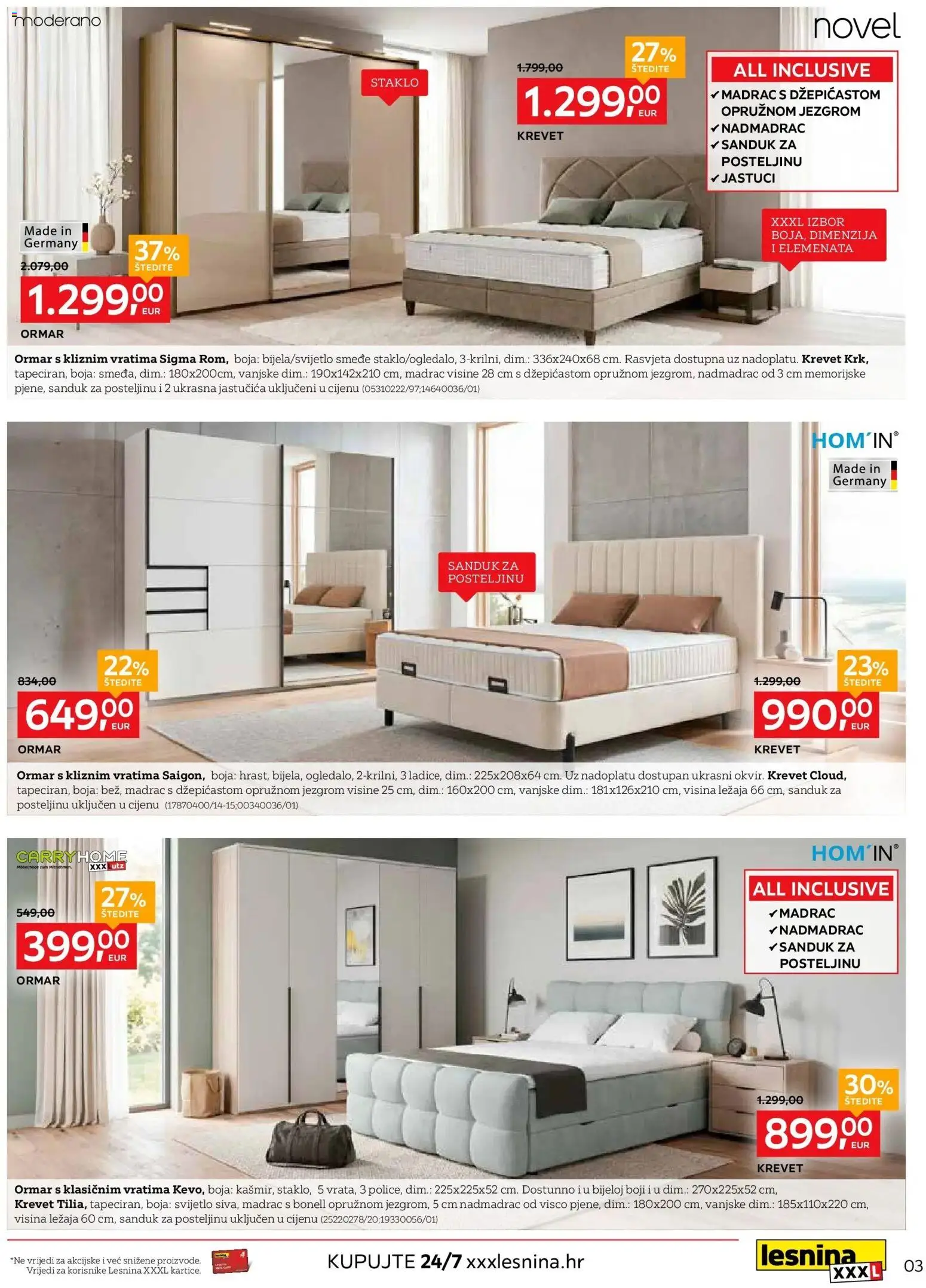 Lesnina katalog | vrijedi od 27.04.2026 | Stranica: 3 | Proizvodi: Krevet, Madrac, Ormar, Rasvjeta