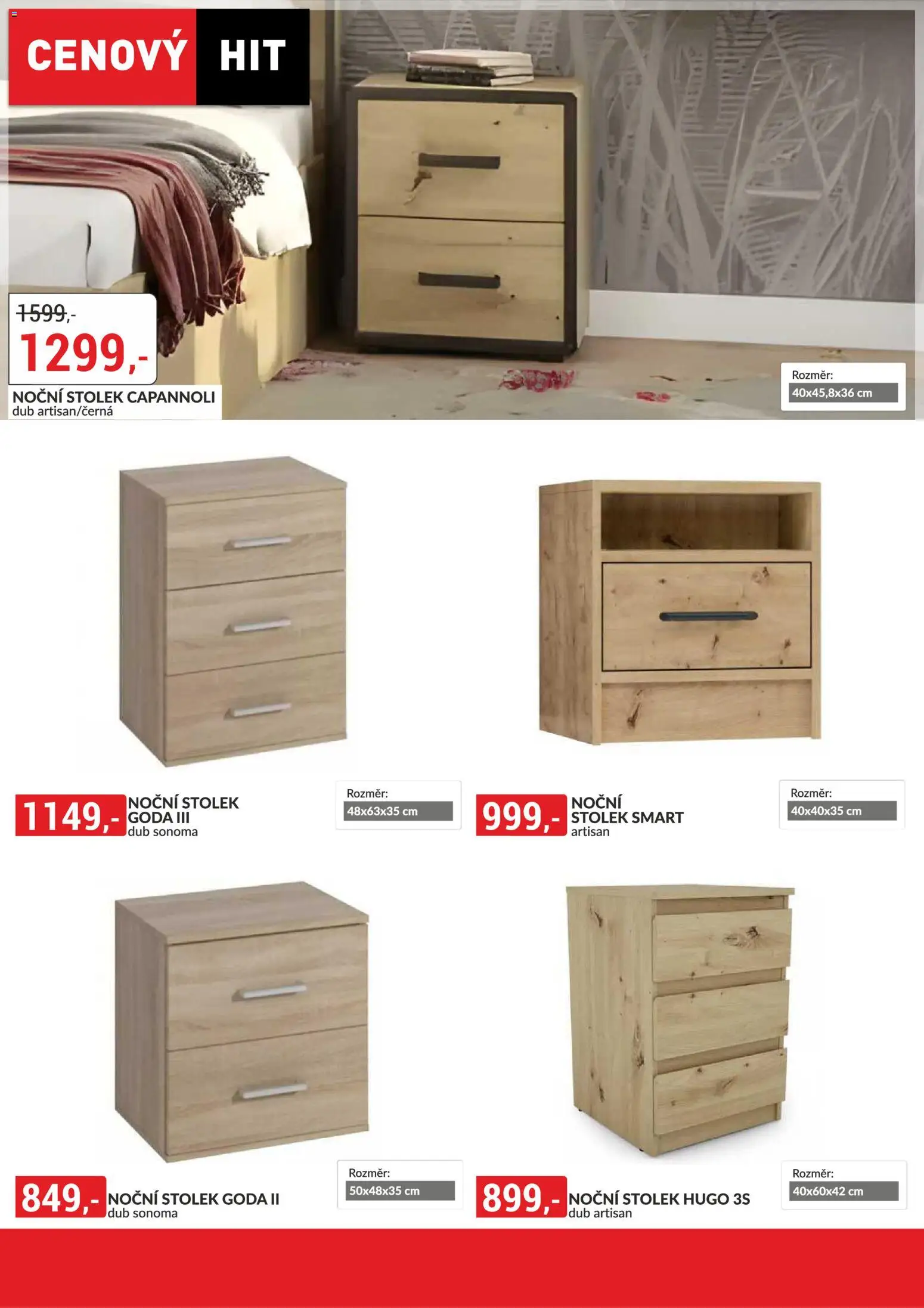 BAUMAX leták - Zařiďte si bydlení podle sebe od 01.03.2026 | Strana: 45 | Produkty: Noční stolek, Stolek