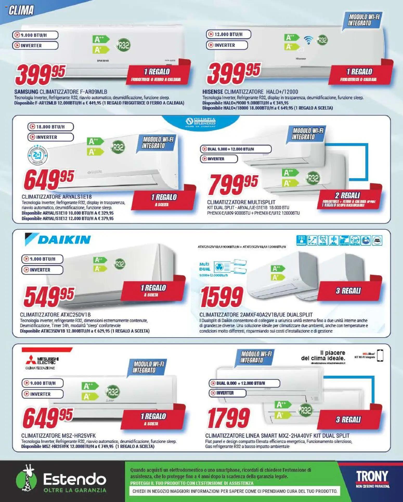 Volantino Trony del 09.04.2026 | Pagina: 12 | Prodotti: Climatizzatore, Caldaia, Scopa, Samsung
