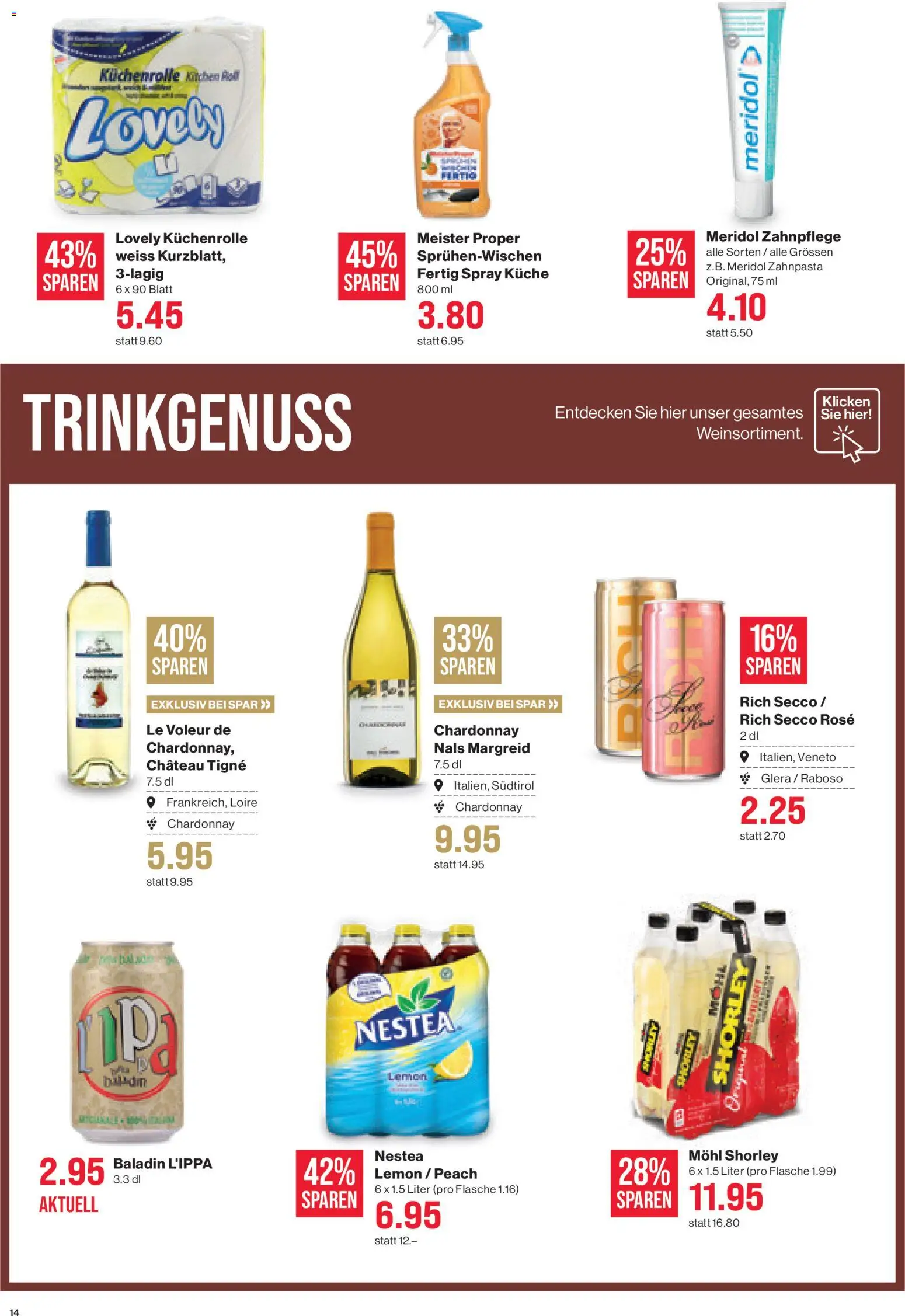 SPAR Aktionen – gültig ab 13.11.2025 | Seite: 14 | Produkte: Küchenrolle, Zahnpasta