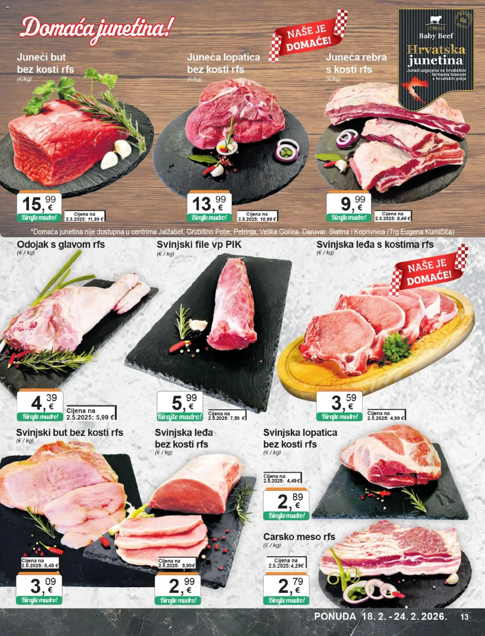KTC katalog | vrijedi od 18.02.2026 | Stranica: 13 | Proizvodi: Odojak, Carsko meso, Svinjski but, Meso