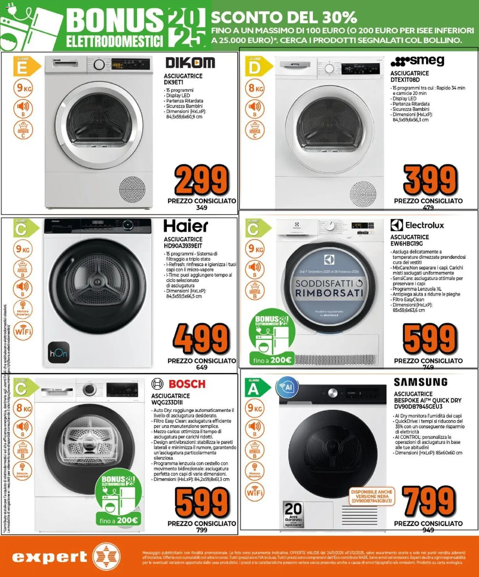 Volantino Expert del 24.11.2025 | Pagina: 19 | Prodotti: Asciugatrice, Lenzuola, Samsung