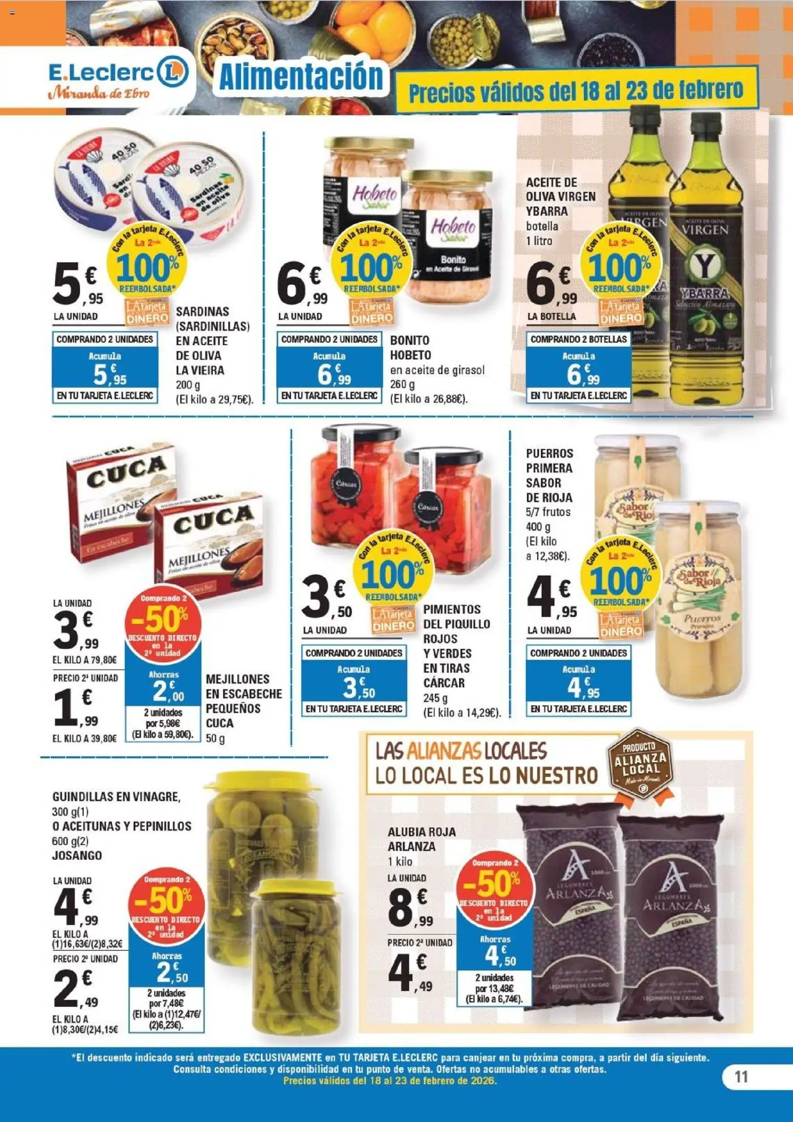 E.Leclerc - Miranda de Ebro │ válido desde el 18.02.2026 | Página: 11 | Productos: Sardinillas, Aceite, Aceite de girasol
