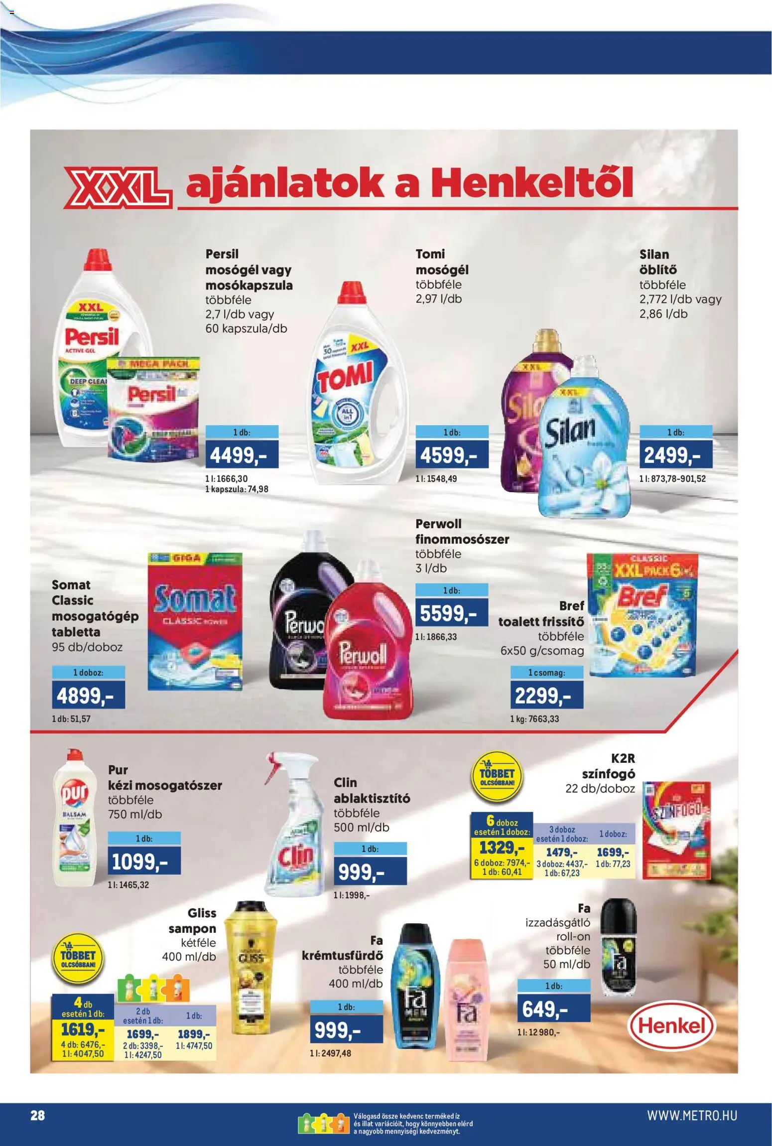 Metro akciós ujság - amely érvényes a következő dátumtól: 02.05.2026 | Oldal: 28 | Termékek: Perwoll, Mosógél, Öblítő, Izzadásgátló