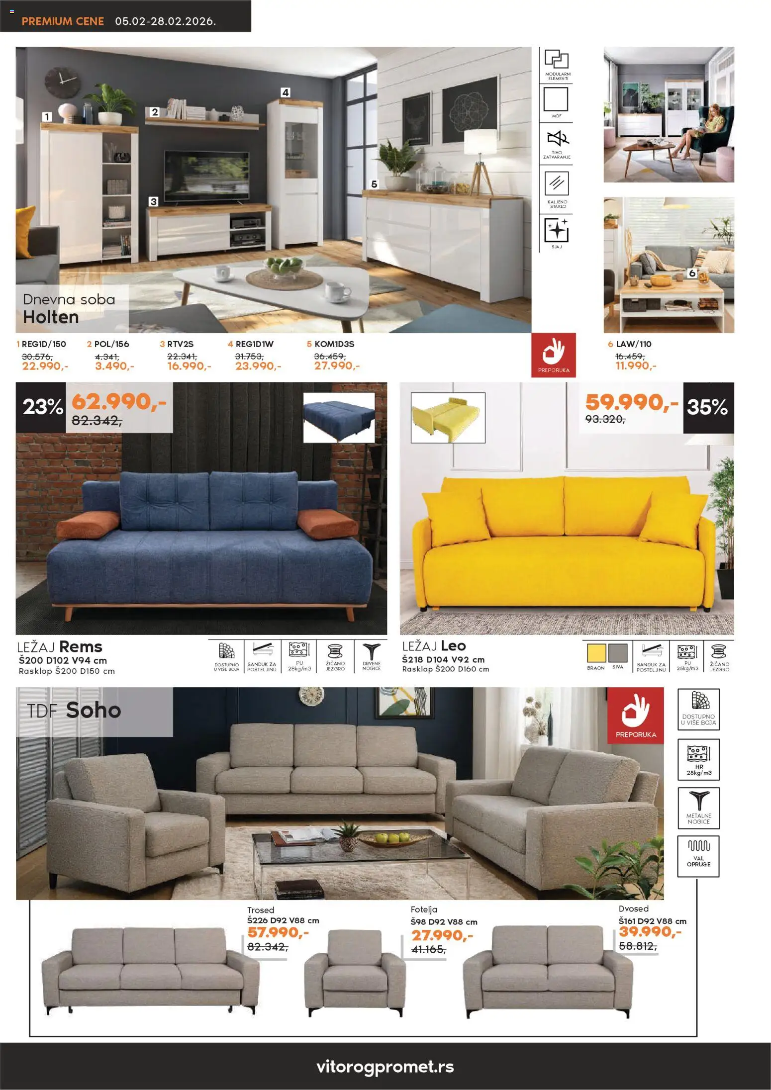 Vitorog katalog - važi od 05.02.2026 | Strana: 4 | Proizvode: Fotelja, Trosed, Dvosed