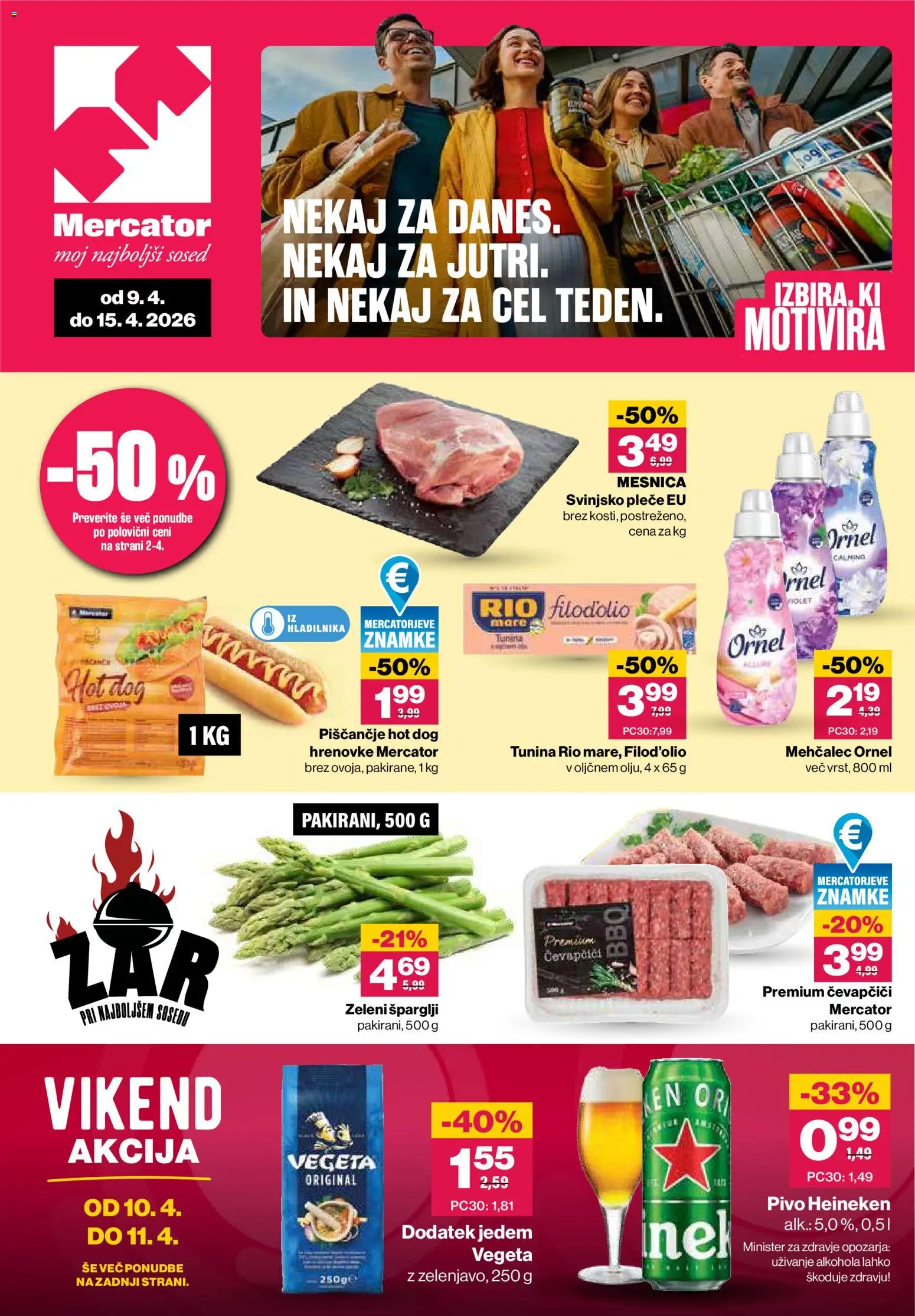Novi Mercator katalog ponudbe – veljaven od 09.04.2026 | Stran: 1 | Izdelki: Falafel, Mehčalec, Tuna, Pivo
