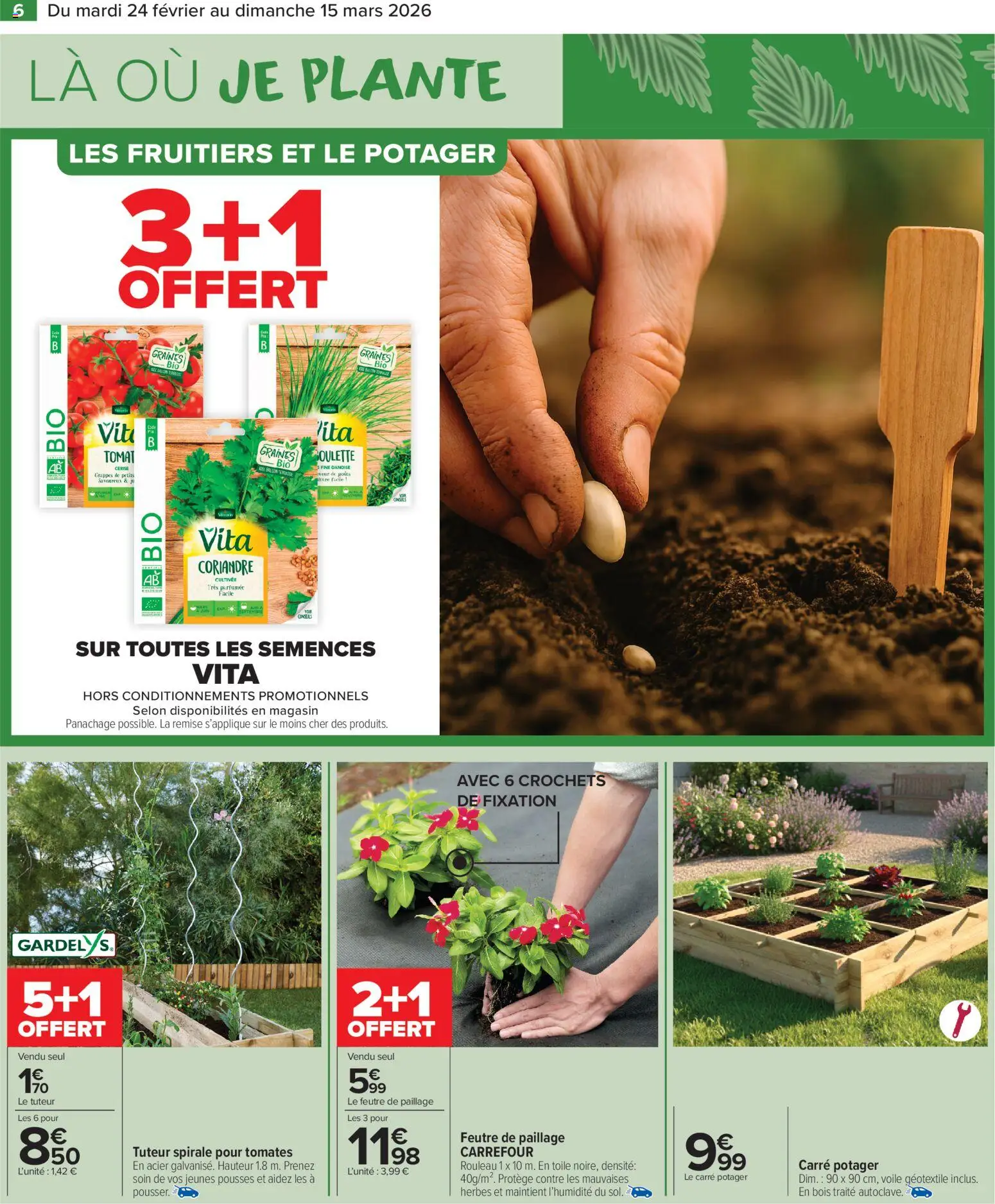 {H1} | Page: 8 | Produits: Le potager, Coriandre, Tomates, Géotextile