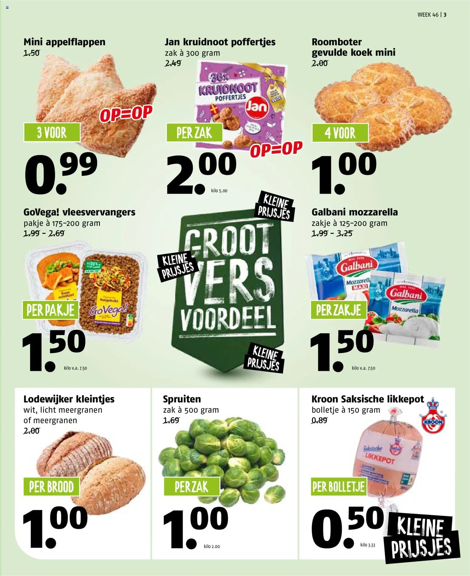 {H1} | Pagina: 3 | Producten: Brood, Roomboter, Zak, Mozzarella