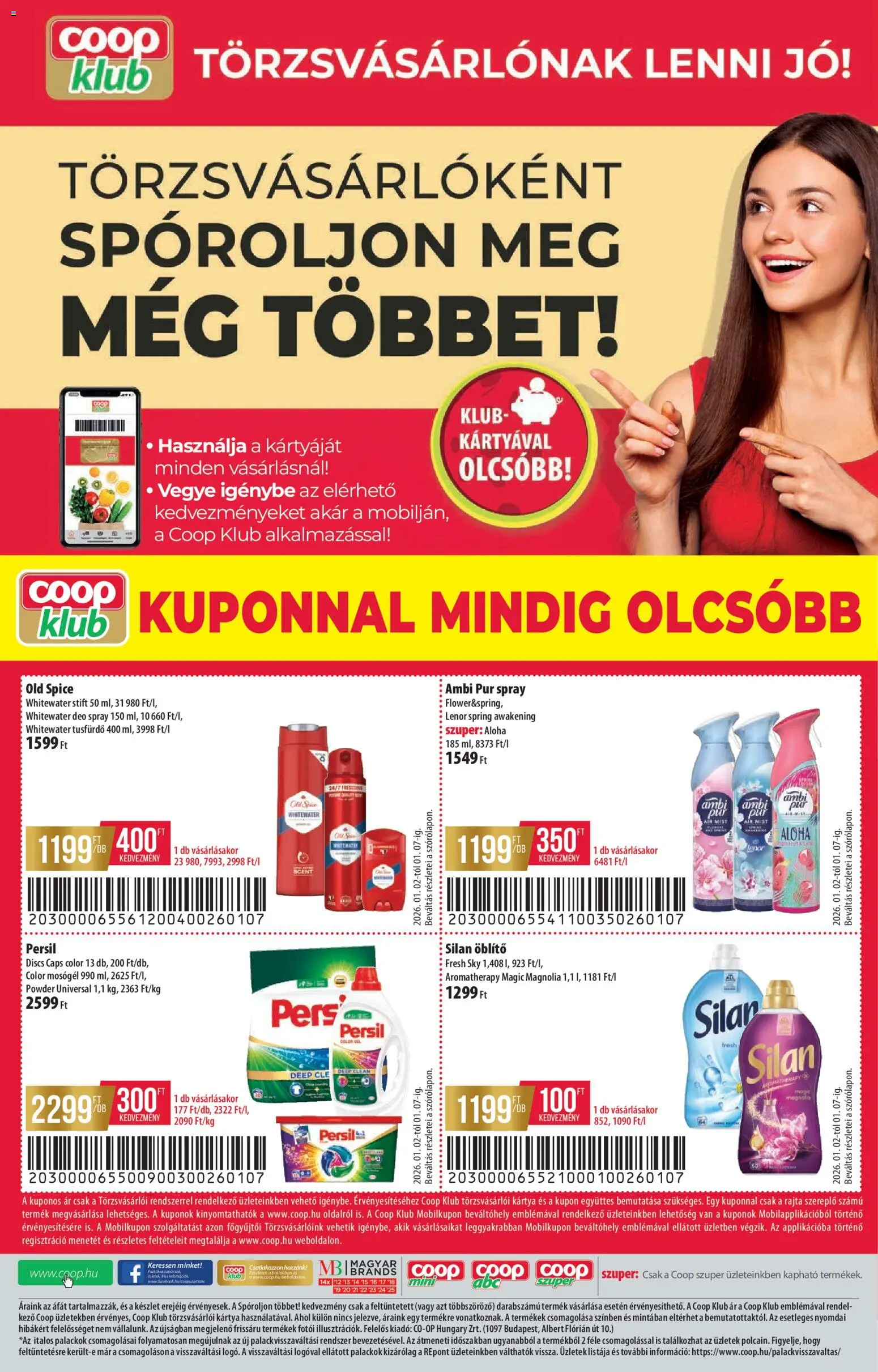 COOP akciós ujság - amely érvényes a következő dátumtól: 02.01.2026 | Oldal: 8 | Termékek: Old spice, Persil, Mosógél, Tusfürdő