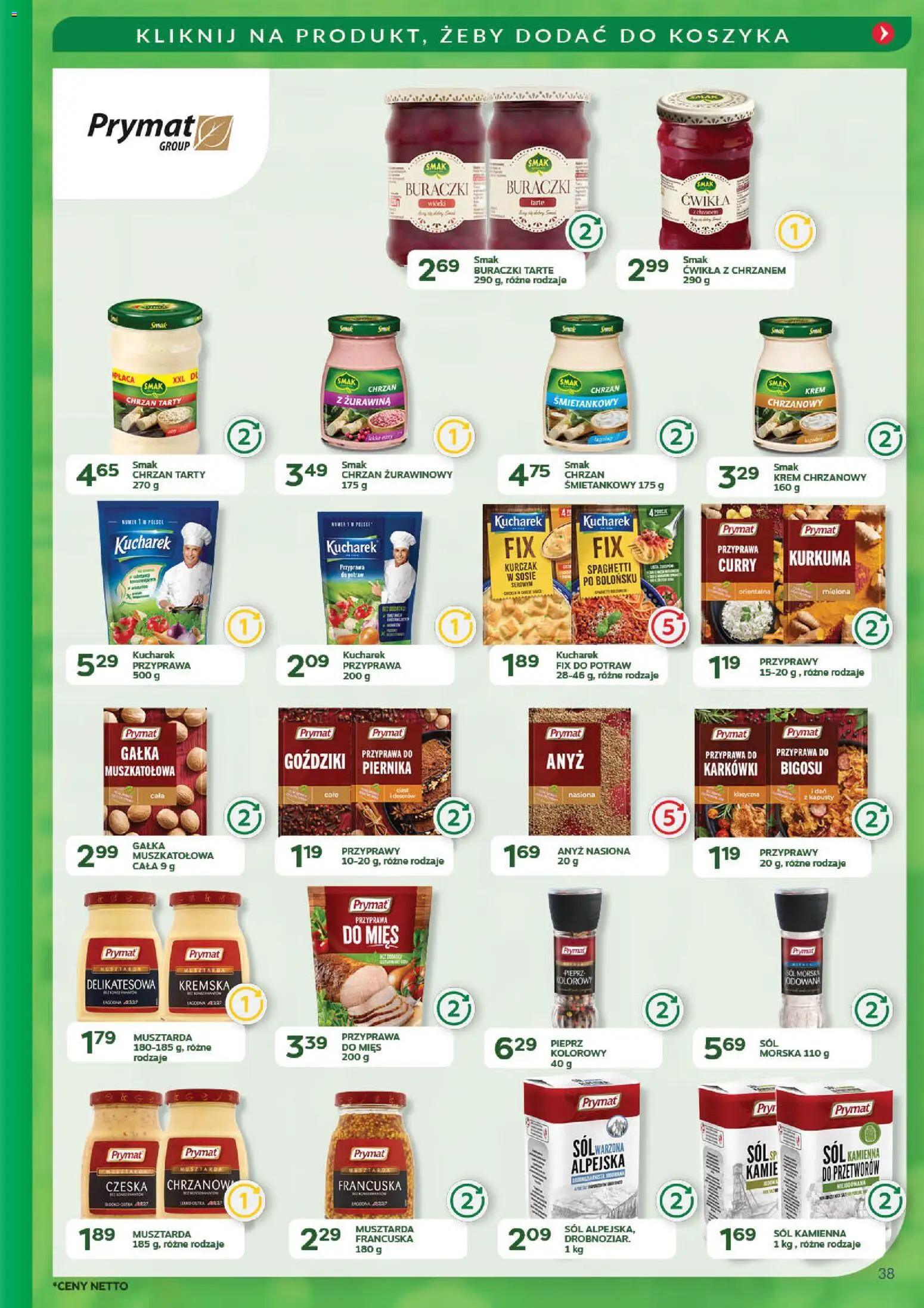 Eurocash Gazetka - Promocje na okrągło od 03.11.2025 | Strona: 38 | Produkty: Nasiona, Musztarda, Goździki przyprawa, Przyprawy