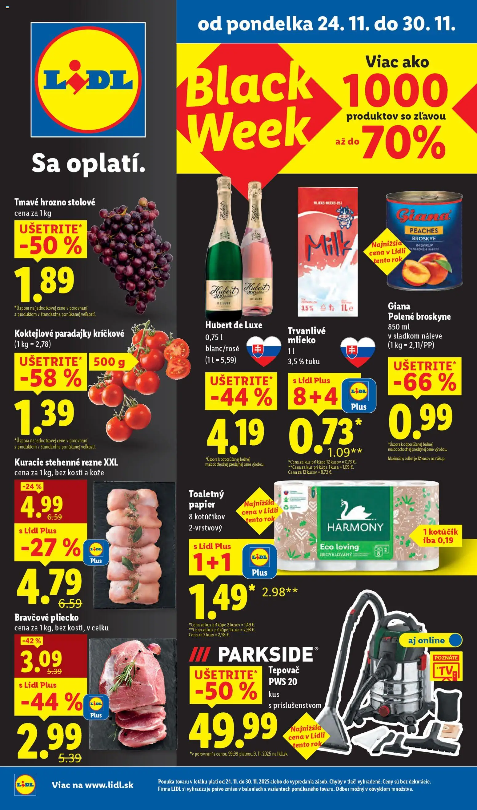 Nové Lidl akcie – leták je platný od 27.11.2025 | Strana: 44 | Produkty: Tepovač, Parkside, Paradajky, Hrozno