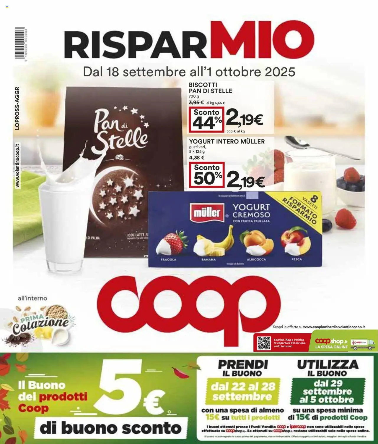 Volantino COOP del 18.09.2025 | Pagina: 1 | Prodotti: Yogurt, Frutta, Latte, Pesca