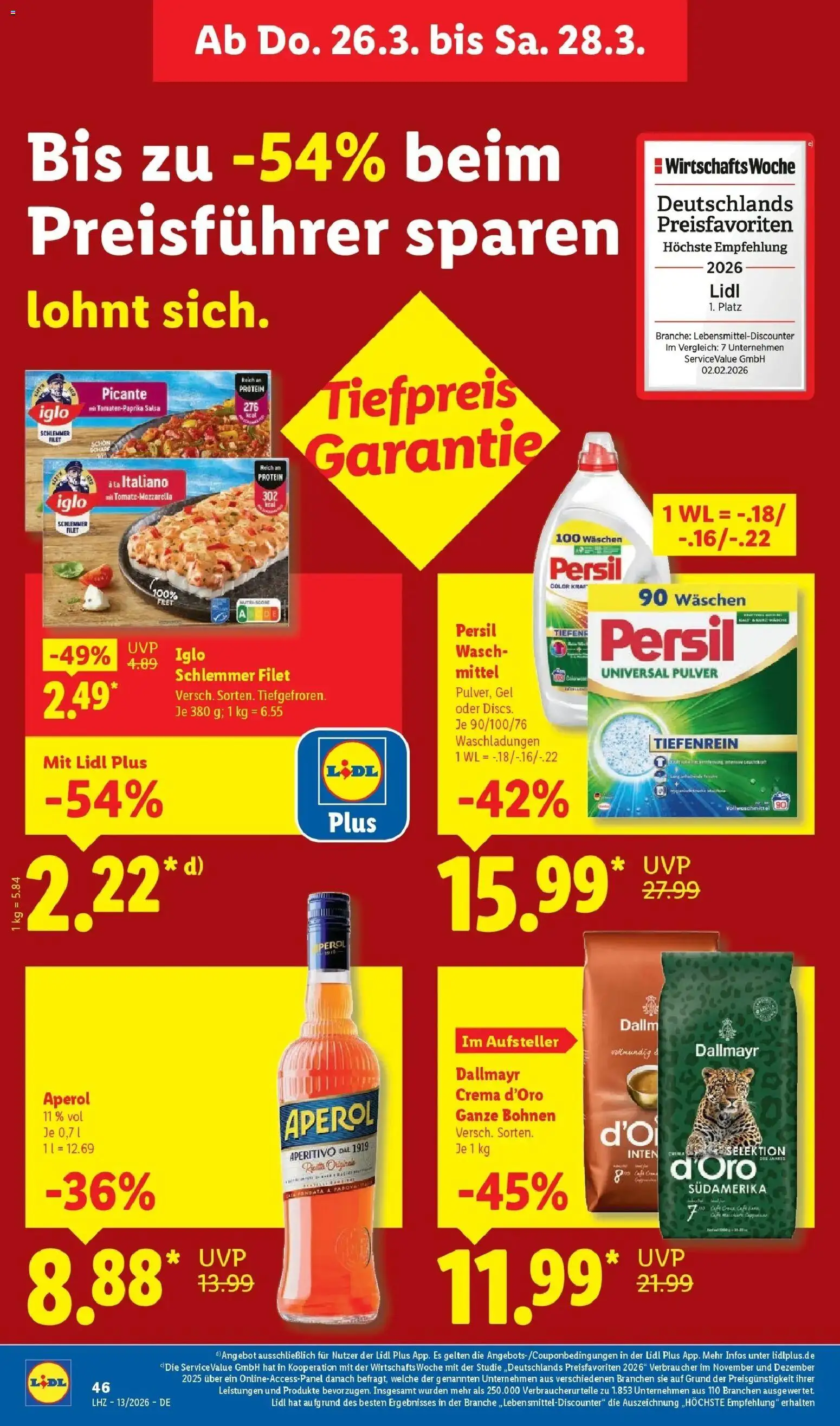 Lidl Prospekt Zülpich – gültig ab 23.03.2026 | Seite: 68 | Produkte: Iglo, Dallmayr, Aperol, Persil