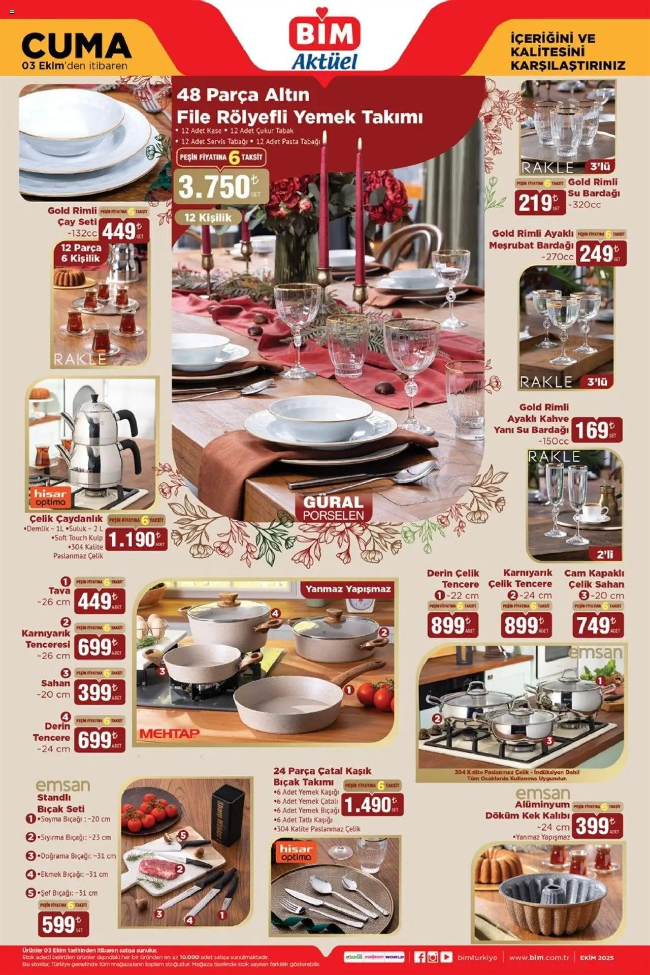 BİM  Katalog Cuma - 03.10.2025 tarihinden itibaren geçerlidir | Sayfa: 5 | Ürünler: Kaşe, Çaydanlık, Çay, Su bardağı