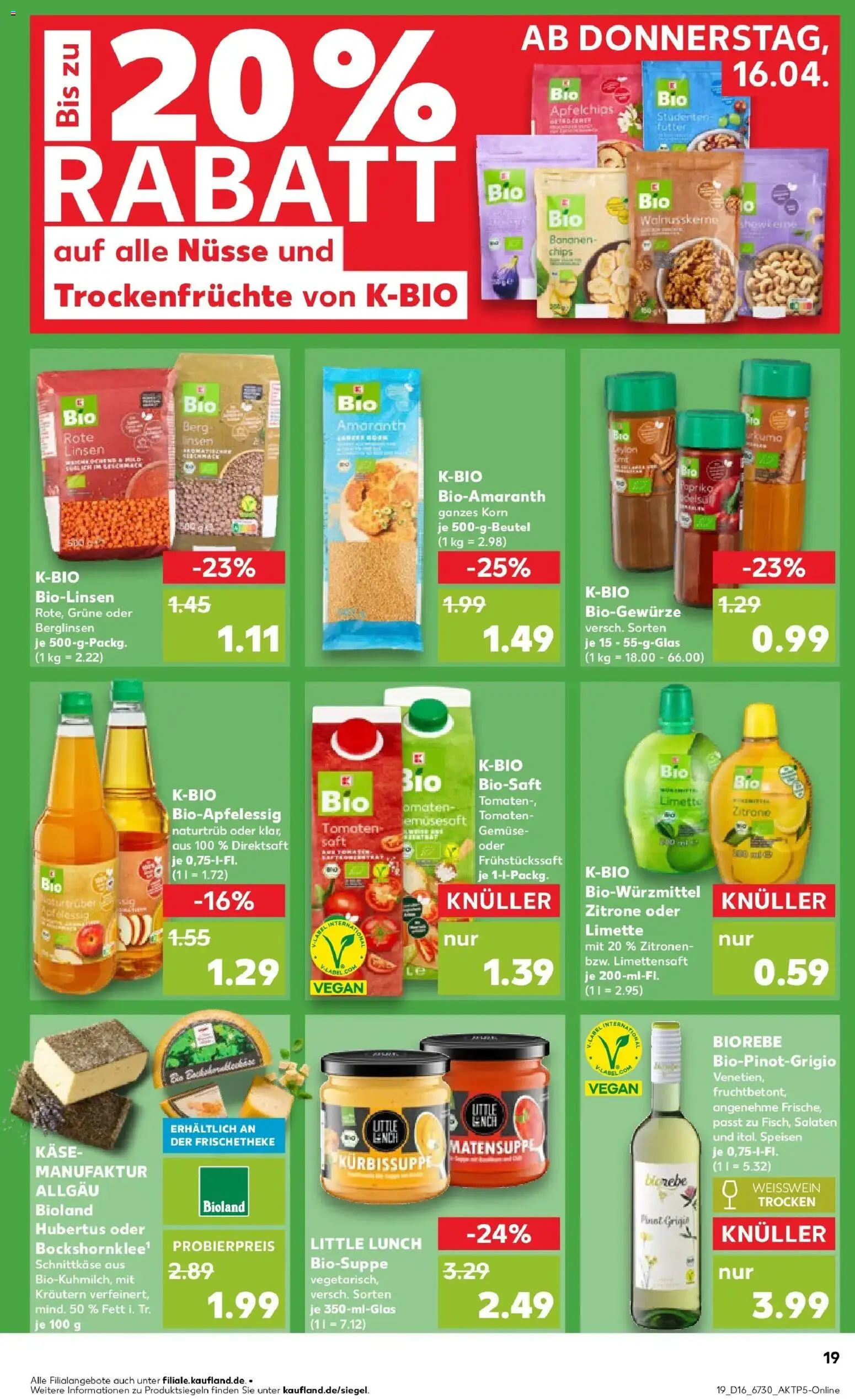 Kaufland Prospekt Halle (Saale)	 – gültig ab 16.04.2026 | Seite: 19 | Produkte: Käse, Weißwein, Bananen, Limette