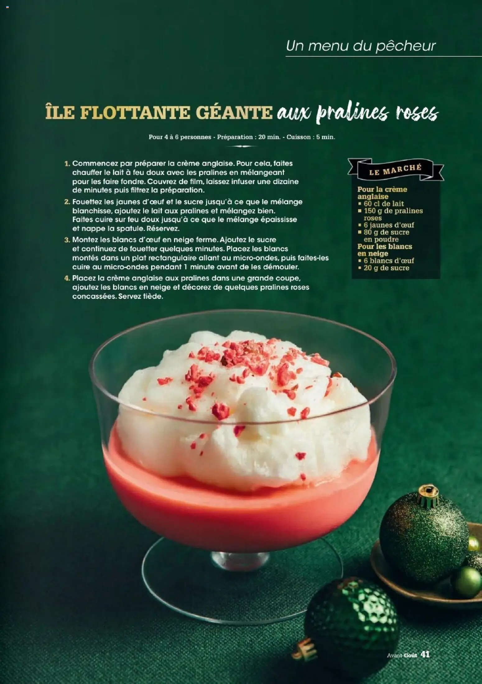 {H1} | Page: 41 | Produits: Crème anglaise, Sucre, Sucre en poudre, Nappe