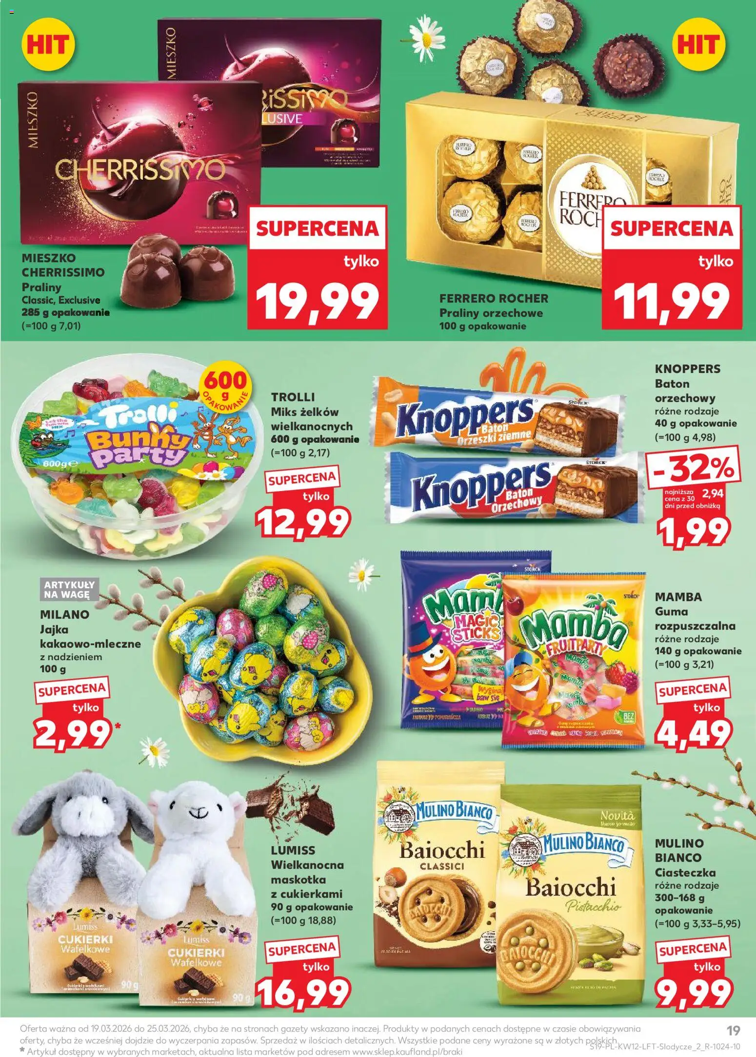 Kaufland gazetka od 19.03.2026 | Strona: 19 | Produkty: Knoppers, Baton, Jajka, Cukierki