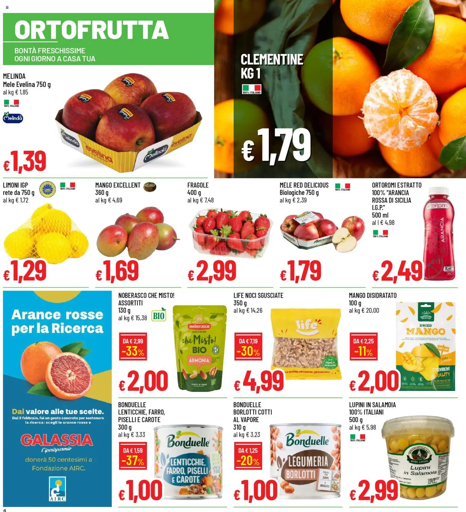 Volantino Galassia del 05.02.2026 | Pagina: 4 | Prodotti: Lupini, Mango, Piselli, Arancia