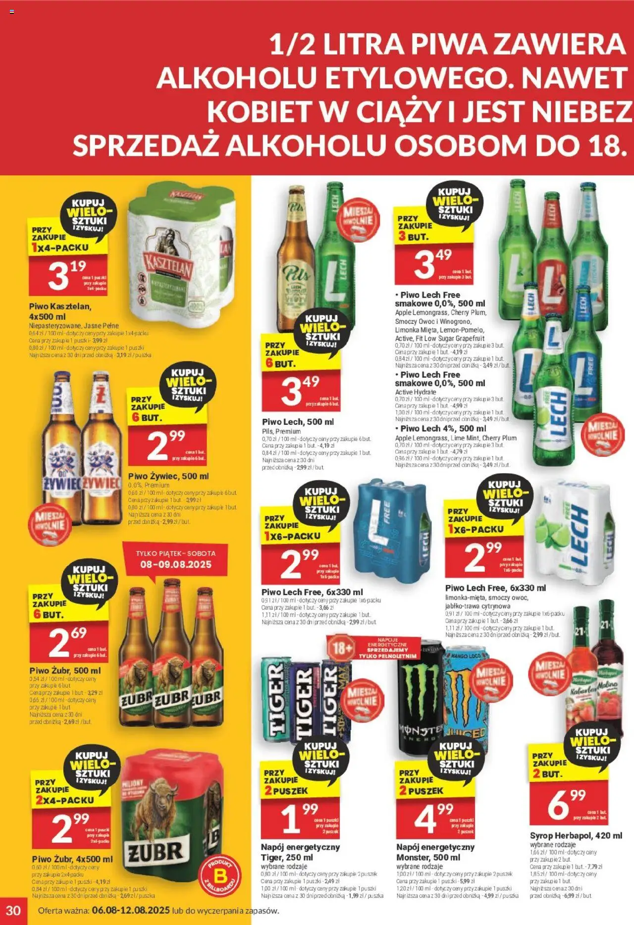 Twój Market Gazetka od 06.08.2025 | Strona: 30 | Produkty: Syrop, Limonka, Malina, Piwo