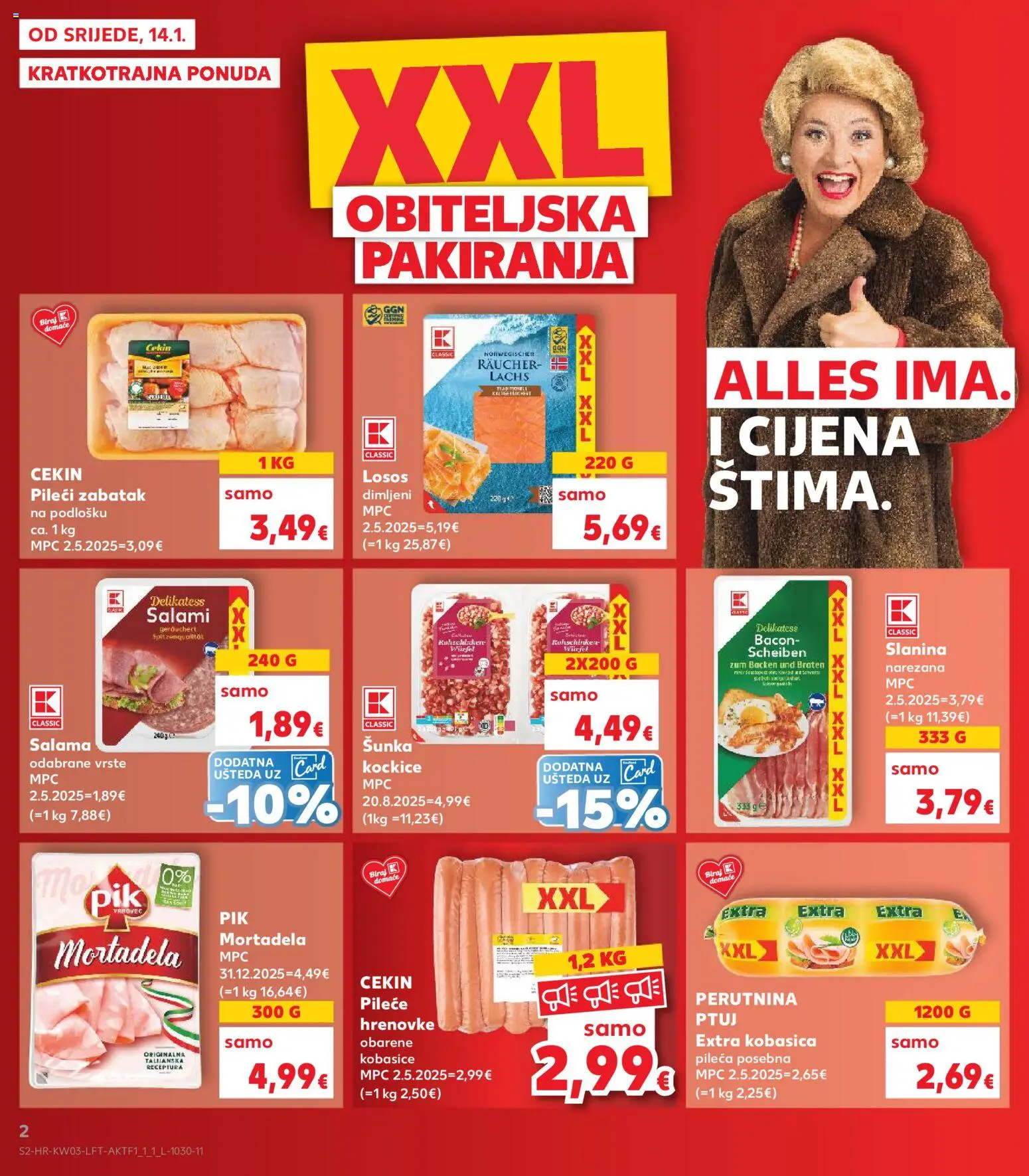Kaufland HR akciós ujság - amely érvényes a következő dátumtól: 14.01.2026 | Oldal: 2 | Termékek: Bacon
