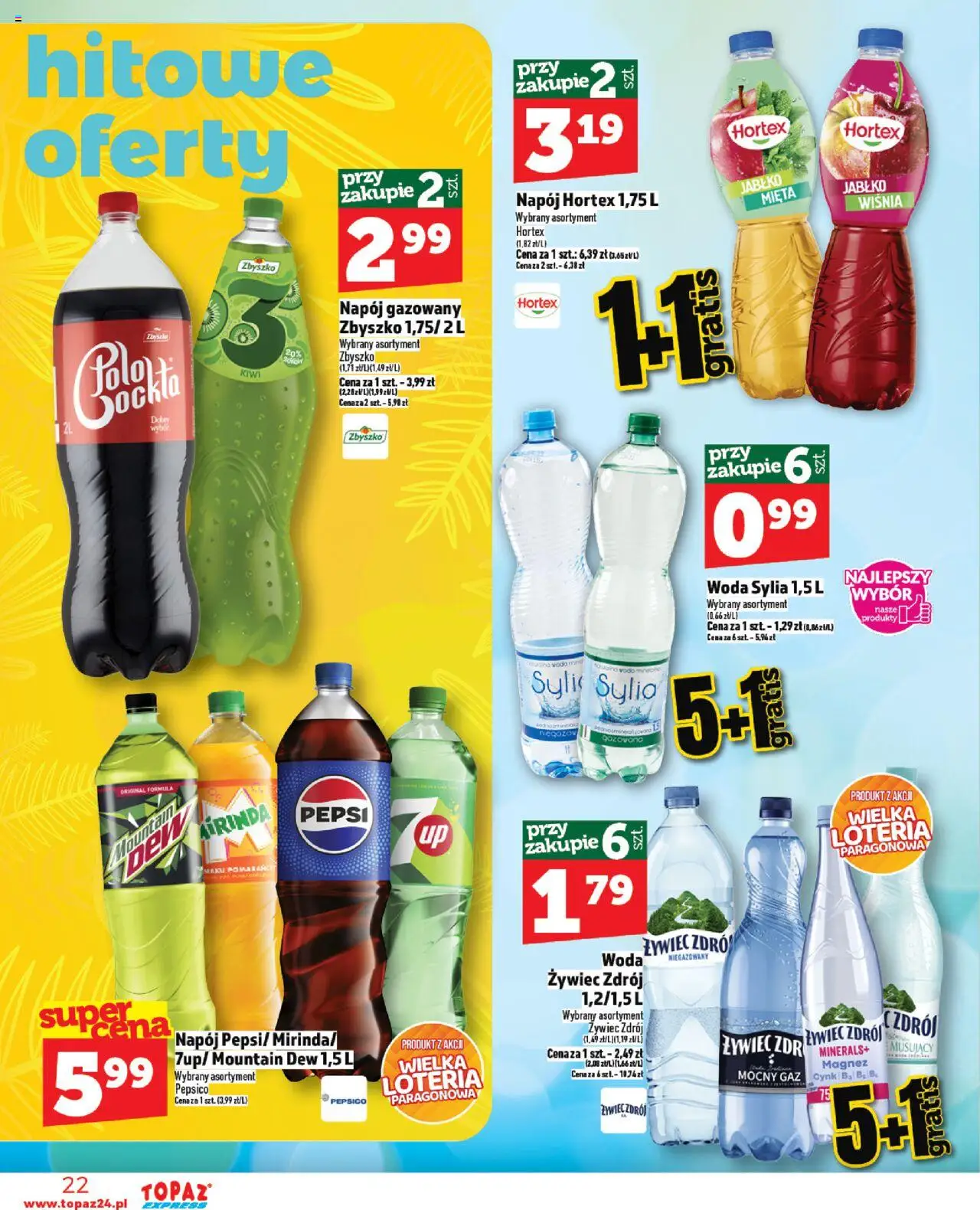 Topaz Gazetka - Express od 28.08.2025 | Strona: 22 | Produkty: Pepsi, Mięta, Kiwi, Woda