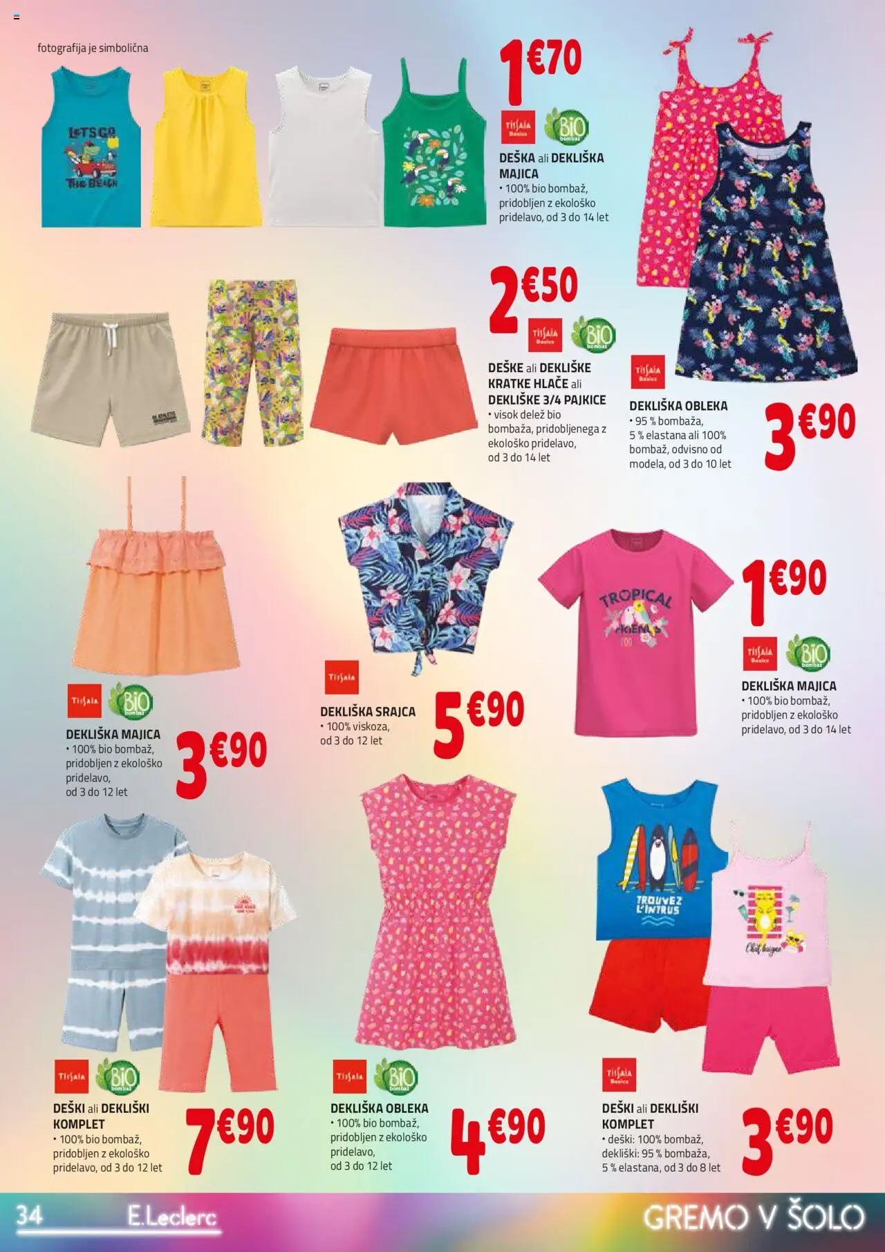 E.leclerc katalog │ velja od 06.08.2025 | Stran: 34 | Izdelki: Srajca, Pajkice, Kratke hlace, Obleka