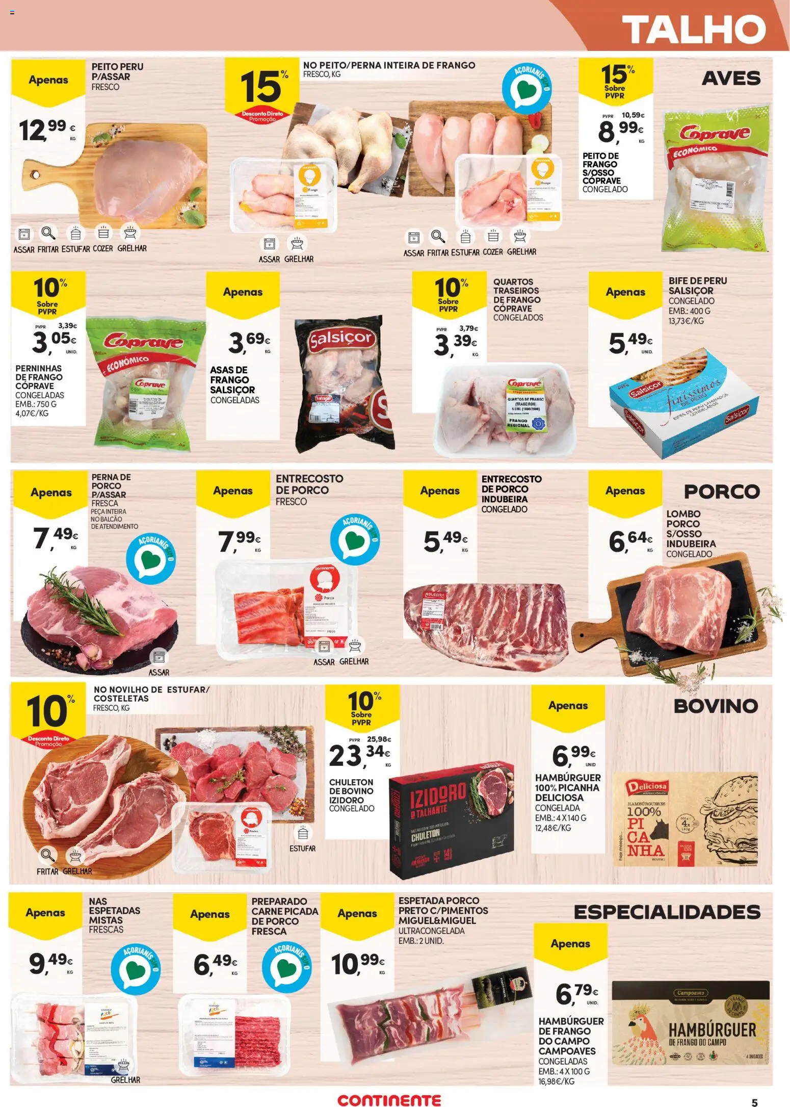 Continente - Açores │ válido de 30.10.2025 | Página: 5 | Produtos: Peito de frango, Peito de peru, Frango, Lombo