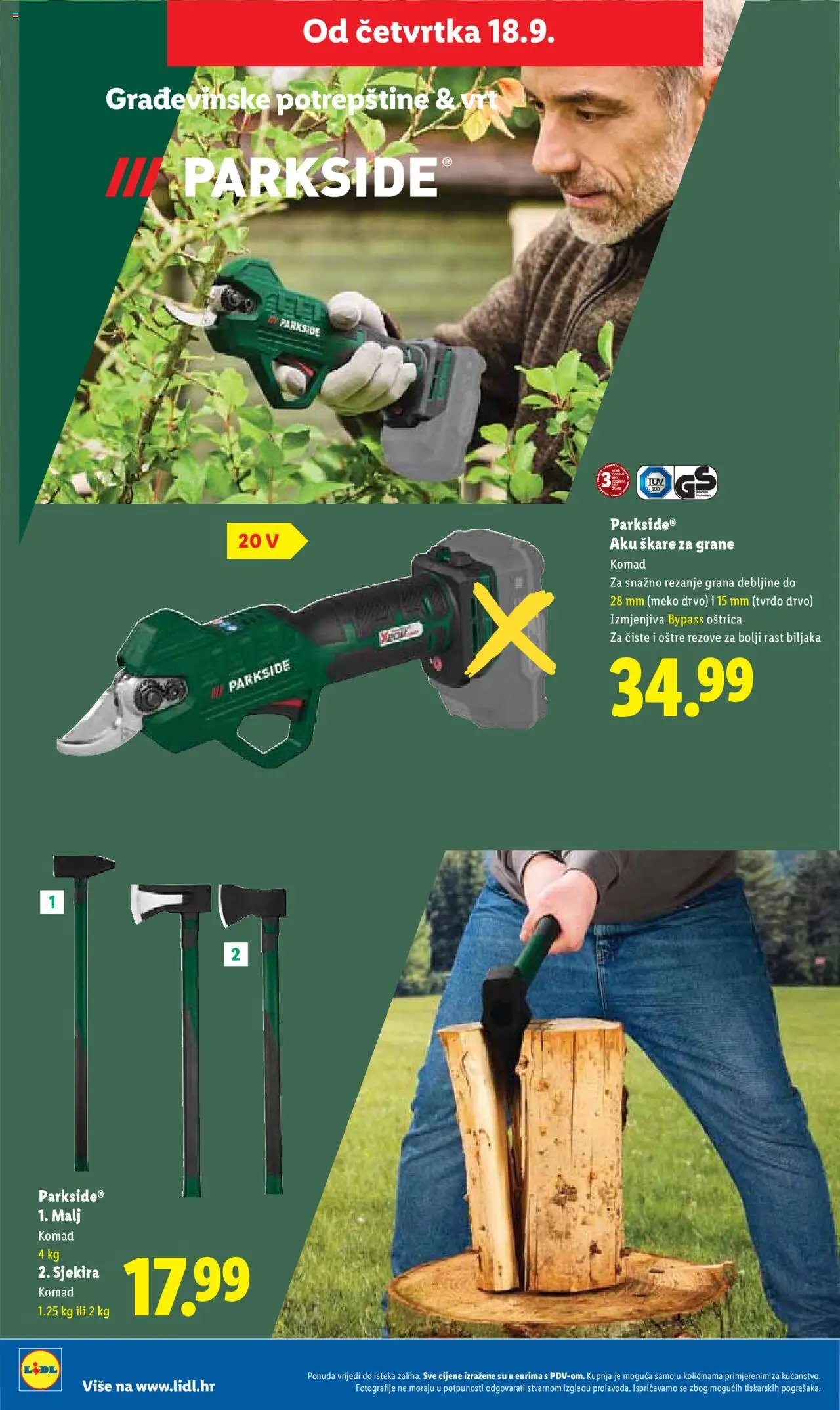 Lidl katalog | vrijedi od 15.09.2025 | Stranica: 36 | Proizvodi: Škare, Axe, Parkside