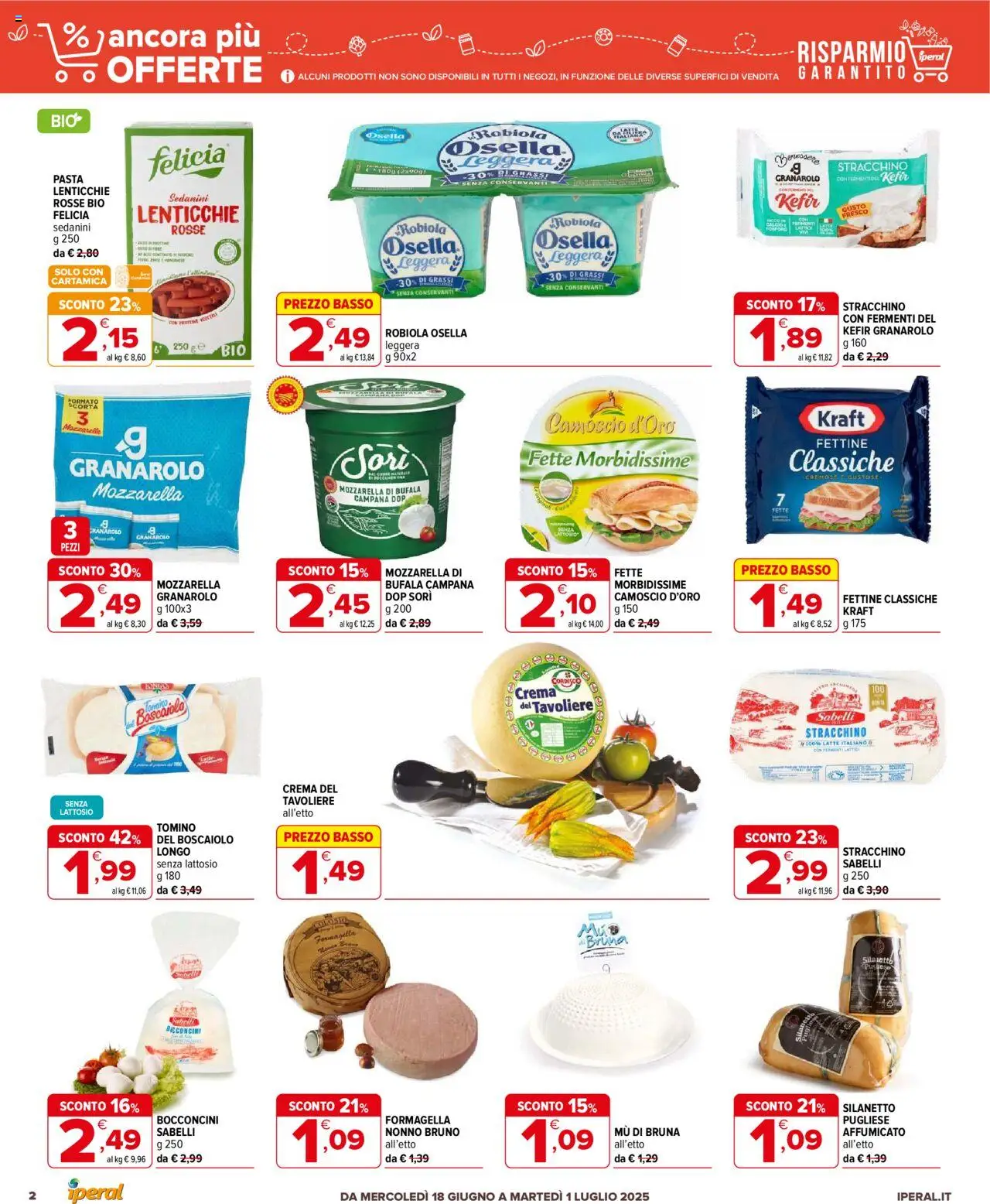 Volantino Iperal del 18.06.2025 | Pagina: 2 | Prodotti: Crema, Pasta, Robiola, Tomino