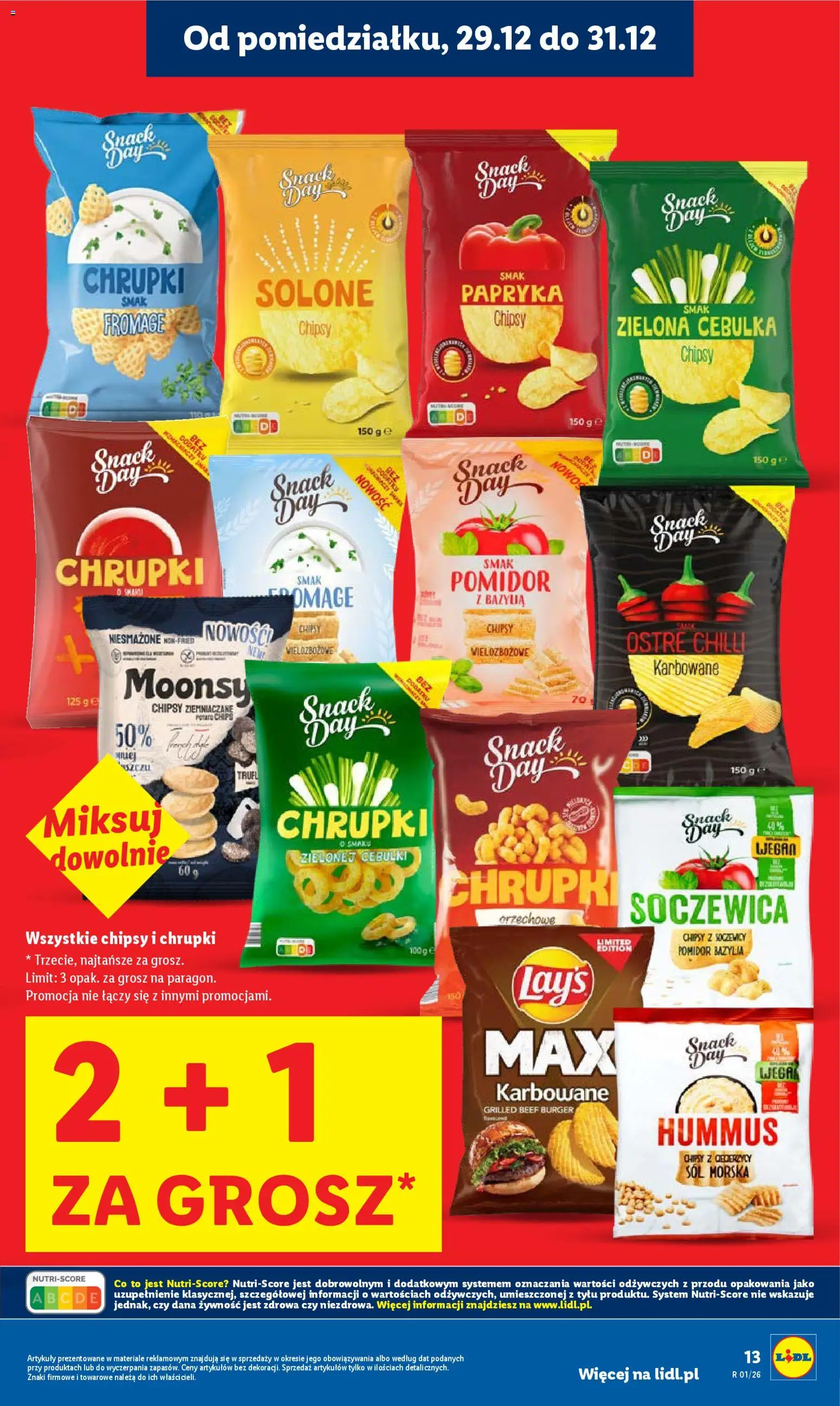 Lidl Gazetka od 29.12.2025 | Strona: 13 | Produkty: Chipsy, Chrupki orzechowe, Bazylia, Soczewica