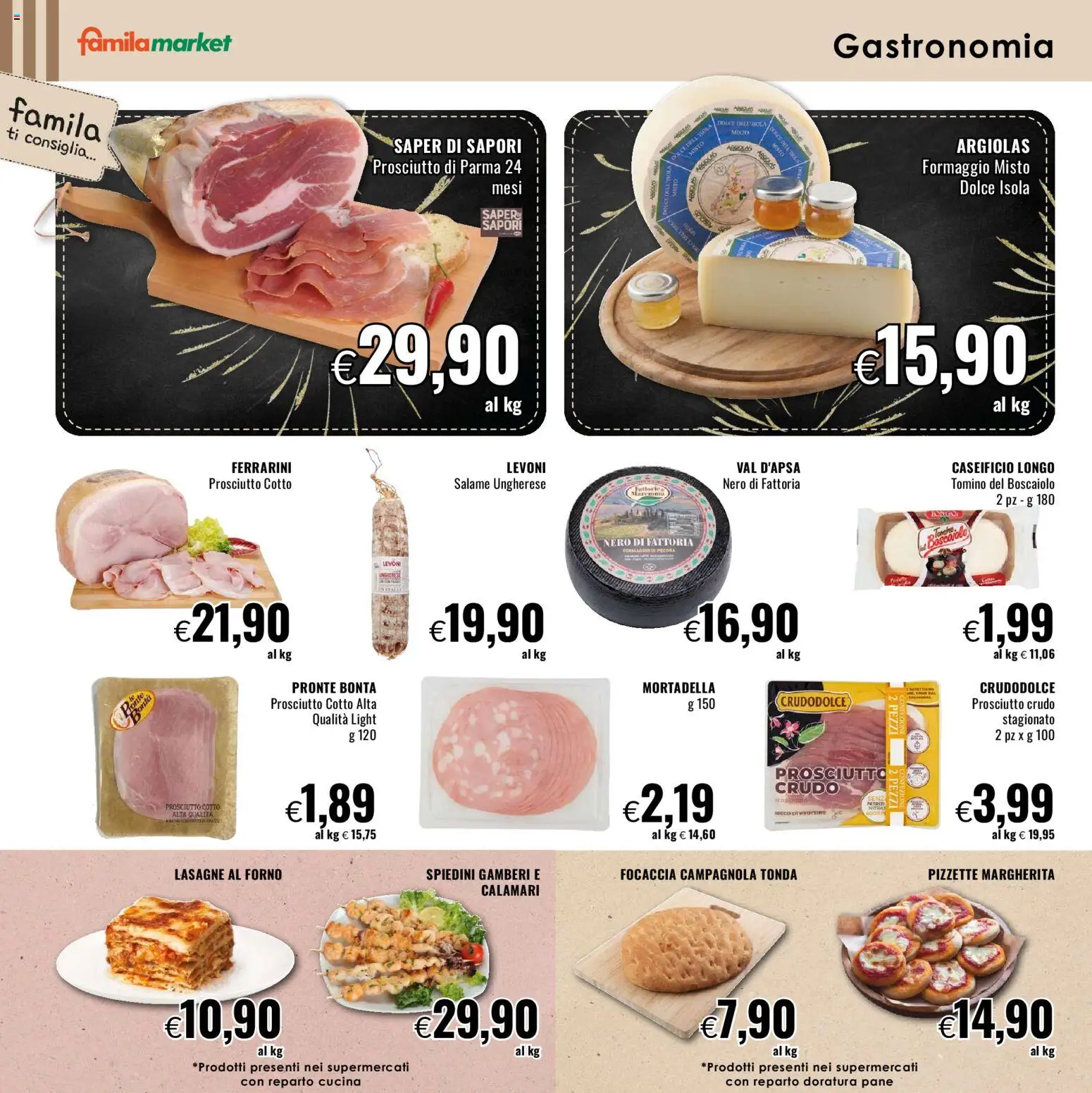 Volantino Famila del 28.12.2025 | Pagina: 10 | Prodotti: Prosciutto Crudo, Prosciutto di Parma, Prosciutto Cotto, Pane