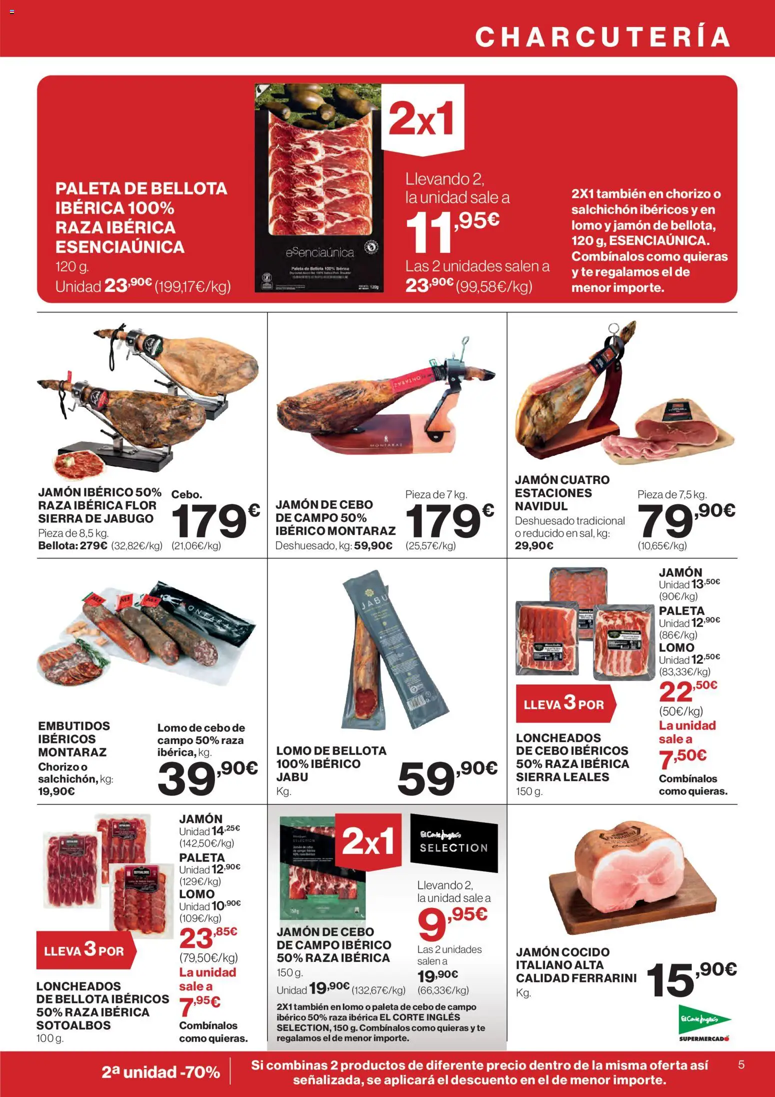 El Corte Inglés ofertas │ válido desde el 07.01.2026 | Página: 5 | Productos: Jamón ibérico, Jamón, Jamón cocido, Té