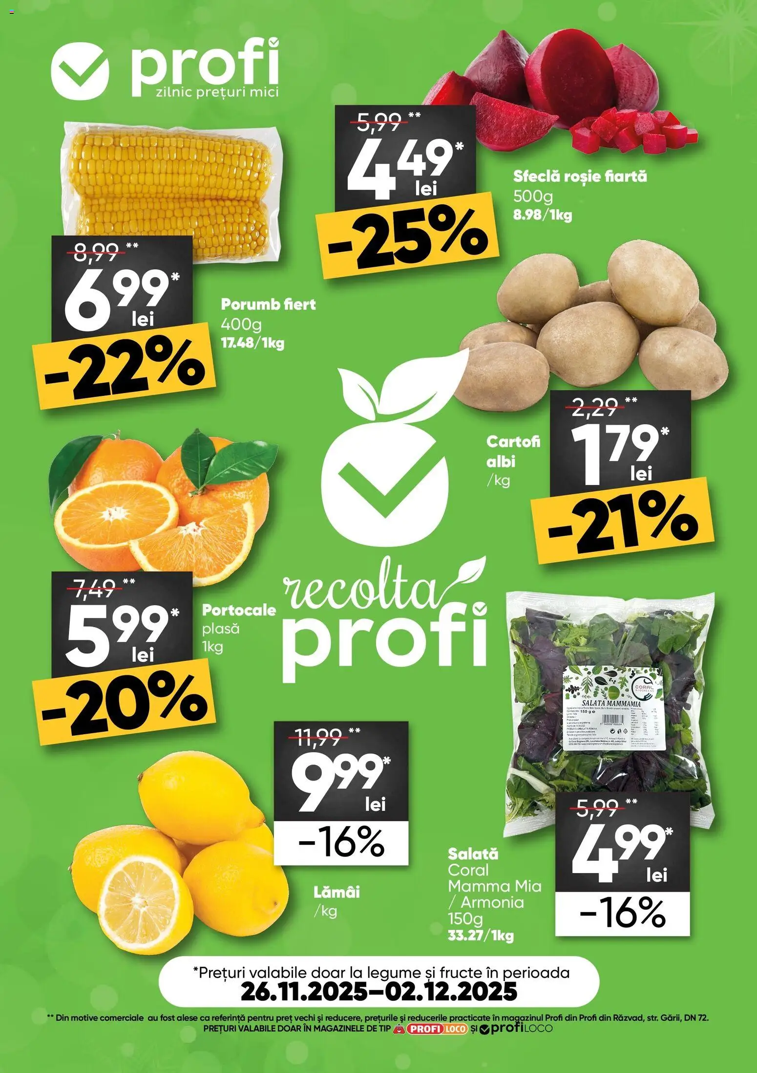 Noul catalog Profi – valabil de la 26.11.2025 | Pagină: 1 | Produse: Mici, Salată, Porumb, Legume