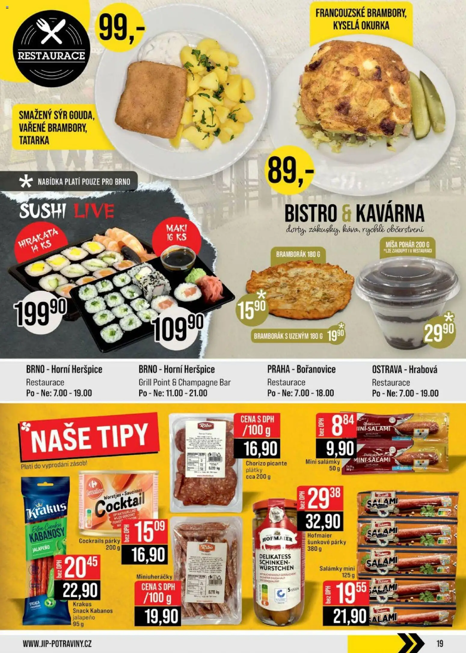 Jip leták - Cash & Carry od 21.01.2026 | Strana: 19 | Produkty: Sýr, Párky, Kabanos, Chorizo