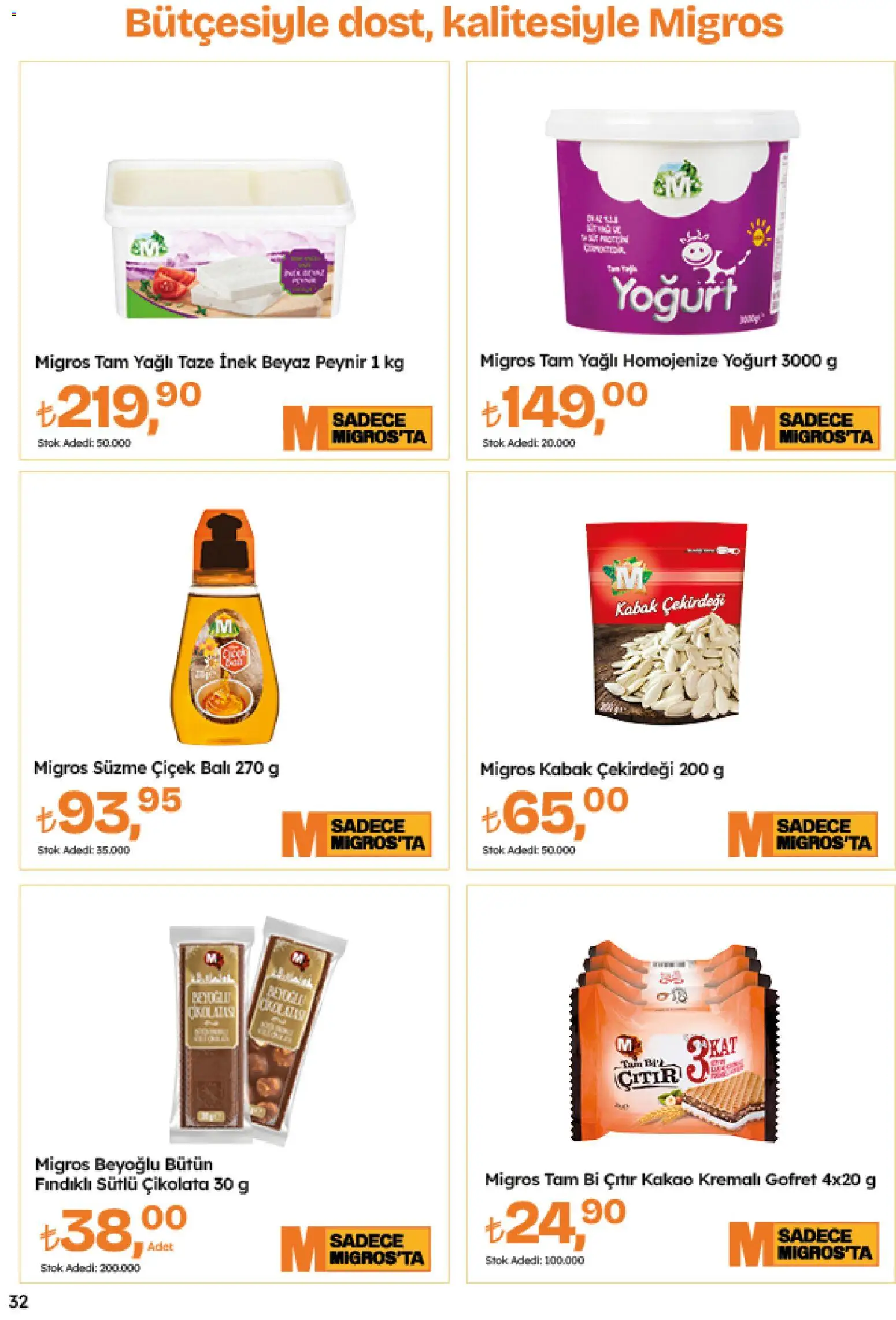 Migros Katalog - Migroskop - 26.03.2026 tarihinden itibaren geçerlidir | Sayfa: 32 | Ürünler: Gofret, Peynir, Yoğurt, Çikolata