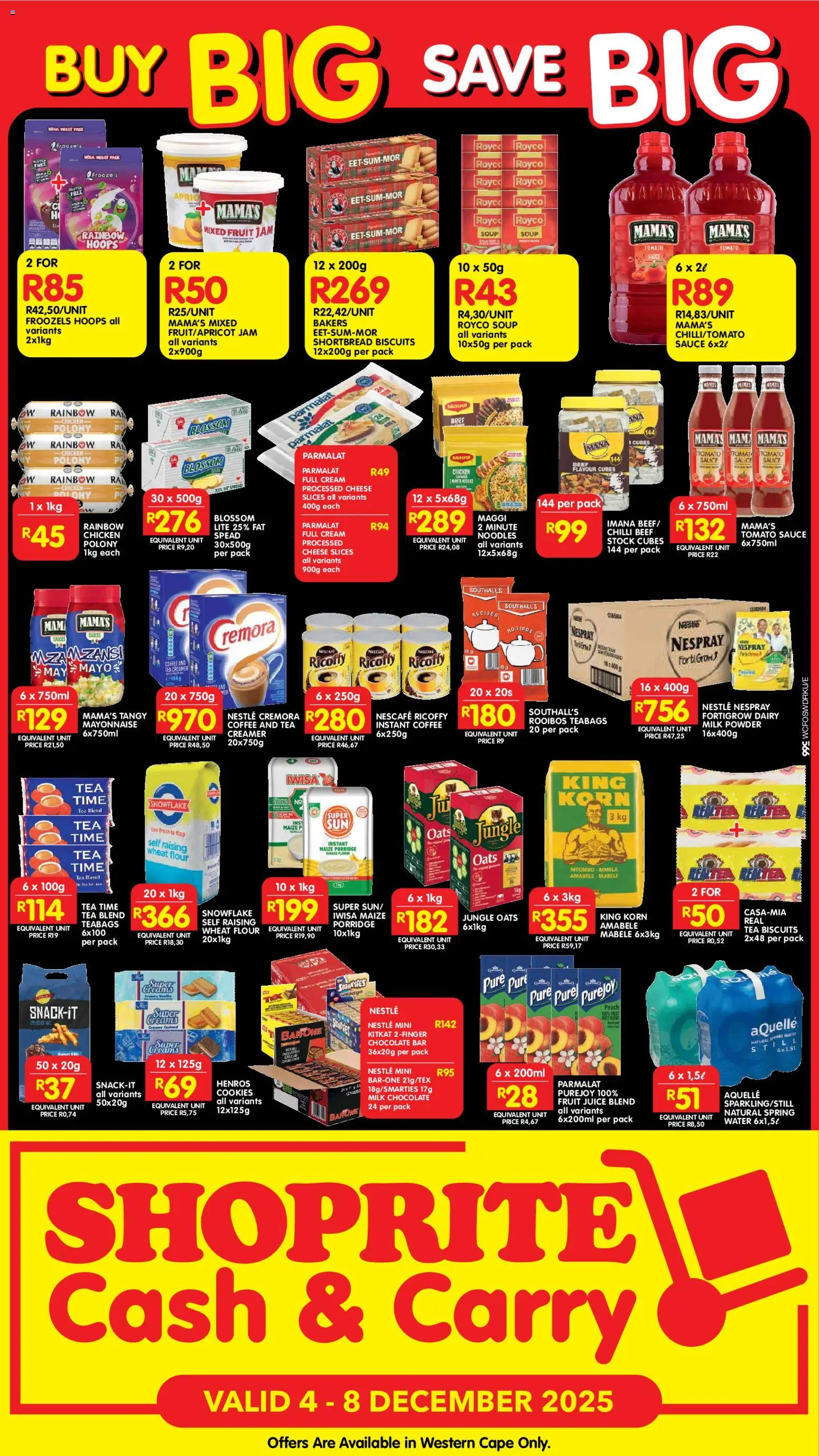 New Shoprite catalogue – valid from 04.12.2025 | Page: 2 | Products: Oats, Biscuits, Stock, Mayonnaise