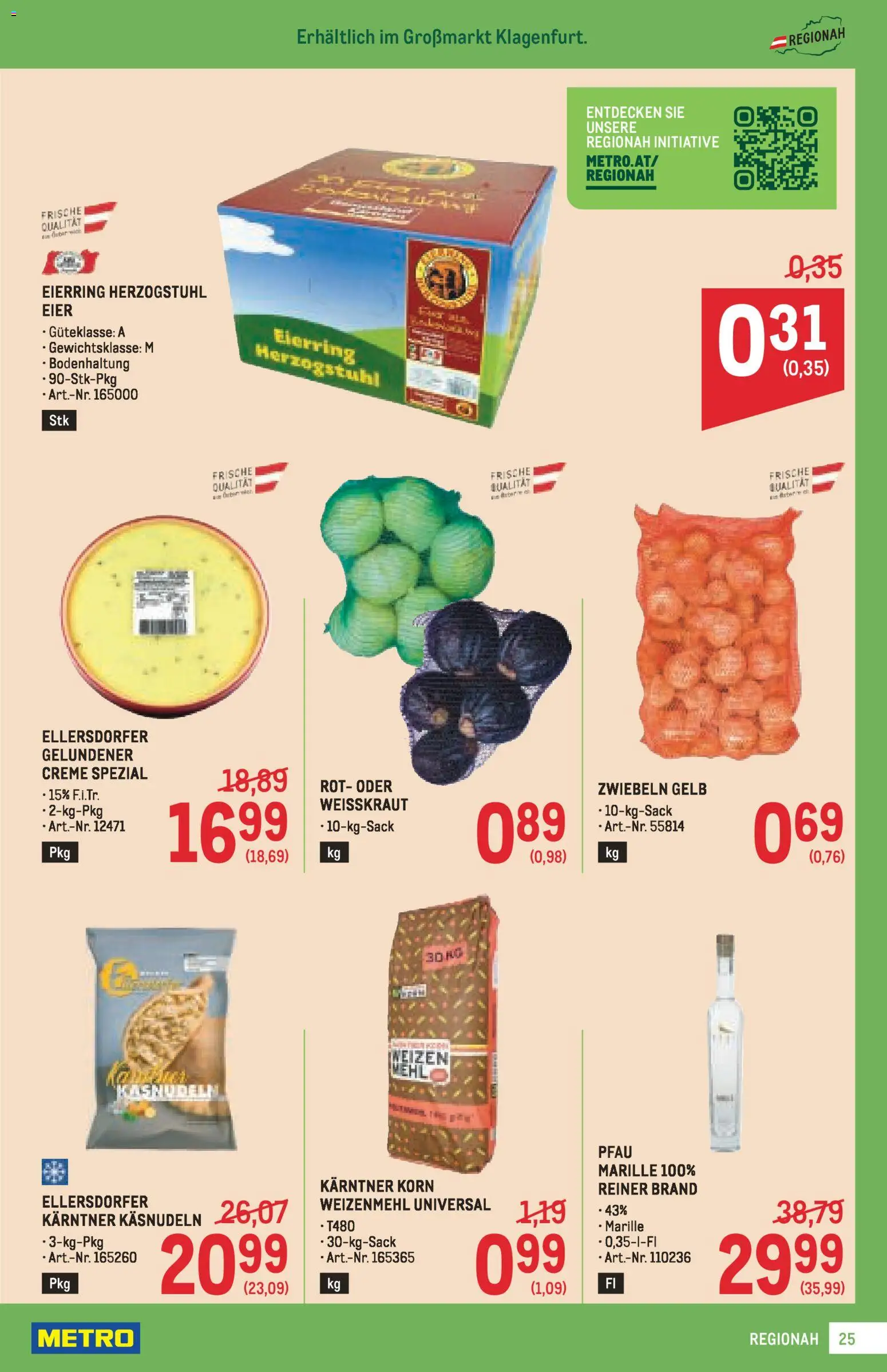 Metro angebote Profi gültig ab 19.02.2026 | Seite: 25 | Produkte: Zwiebeln, Creme, Eier
