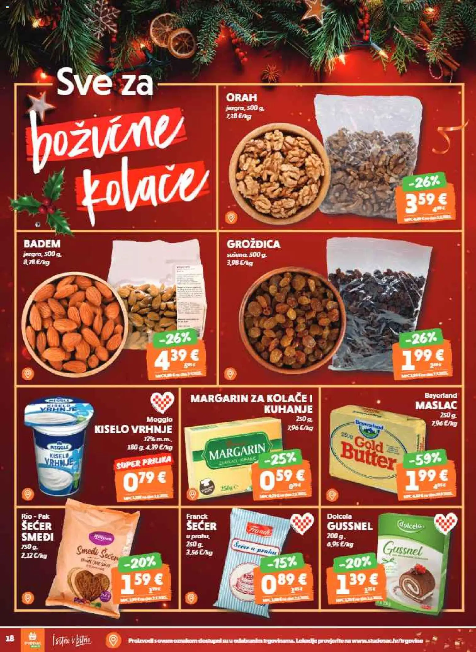 Studenac katalog | vrijedi od 17.12.2025 | Stranica: 18 | Proizvodi: Margarin, Kiselo vrhnje, Šećer, Orah