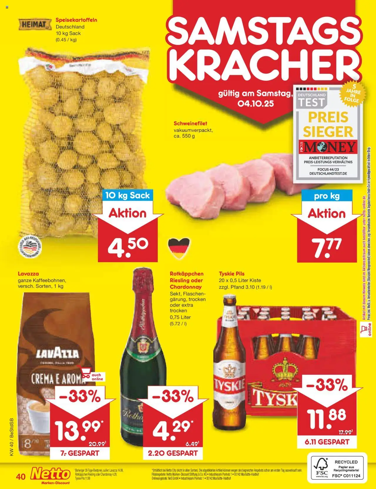 Netto Marken-Discount Prospekt 	 – gültig ab 29.09.2025 | Seite: 44 | Produkte: Lavazza, Tyskie, Pils, Rotkäppchen