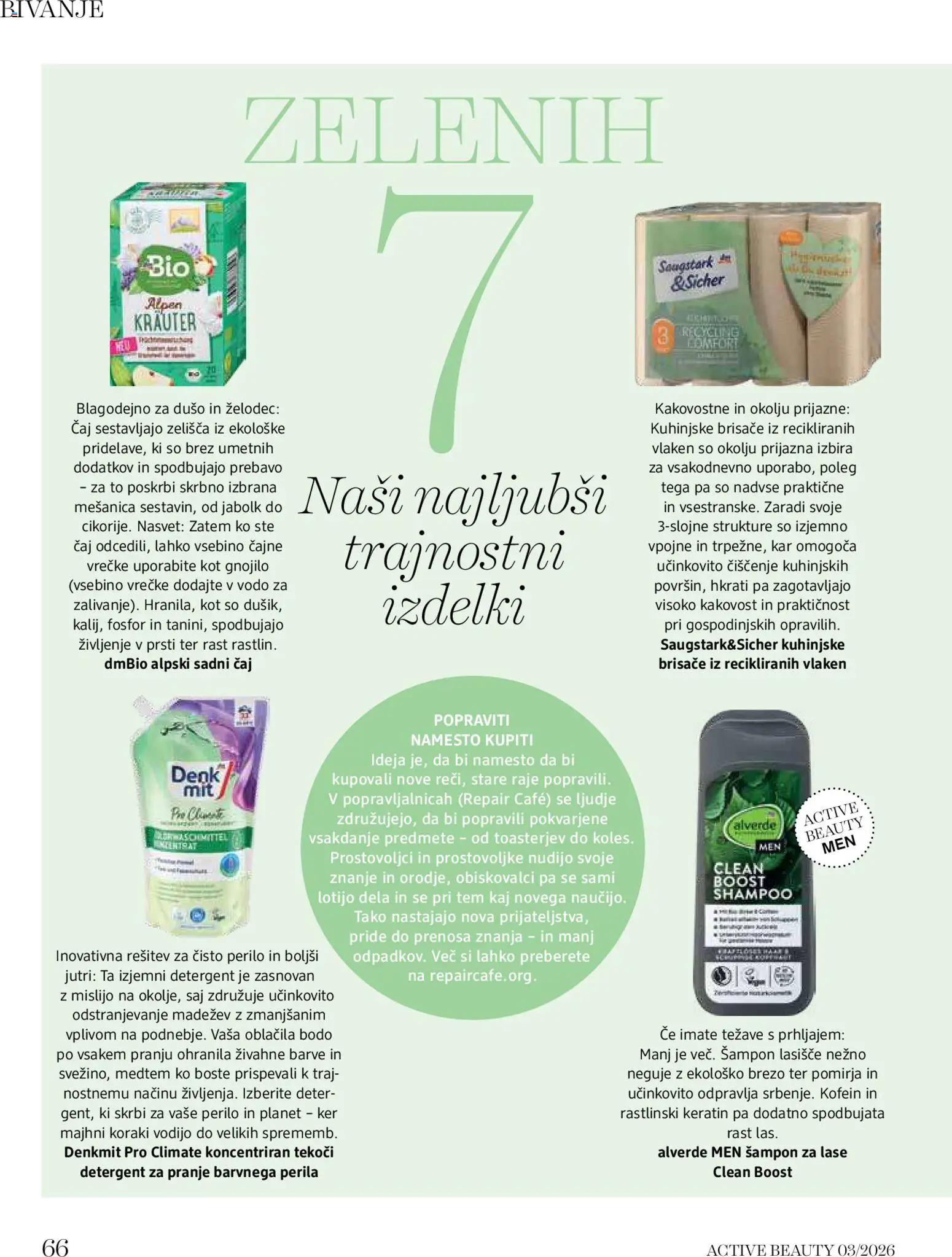 Novi DM Drogerie Markt katalog ponudbe – veljaven od 01.03.2026 | Stran: 66 | Izdelki: Escoba, Detergent, Caj, Oblacila