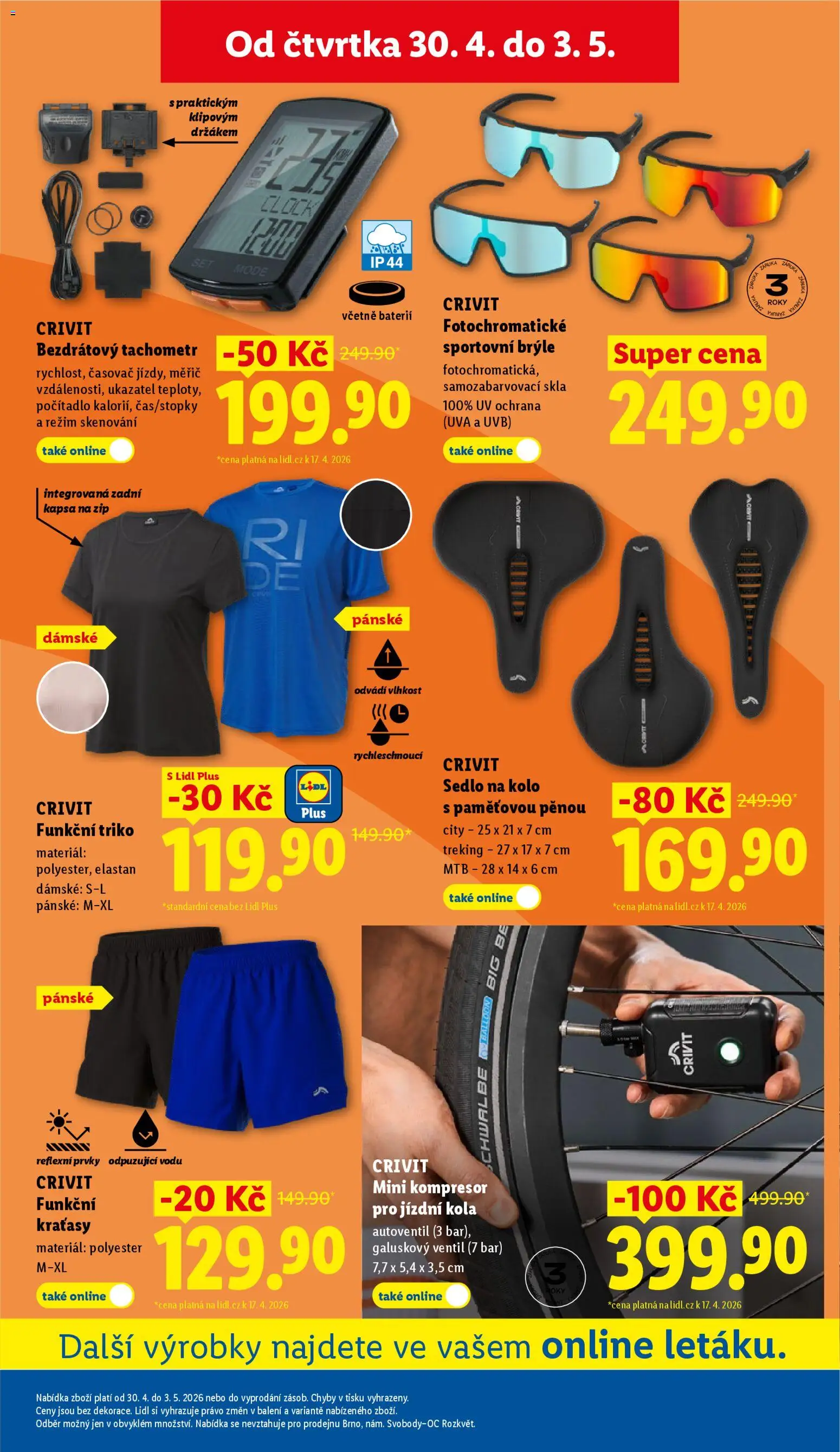 Lidl leták - Spotřební zboží od 30.04.2026 | Strana: 15 | Produkty: Brýle, Kolo, Funkční triko, Kola