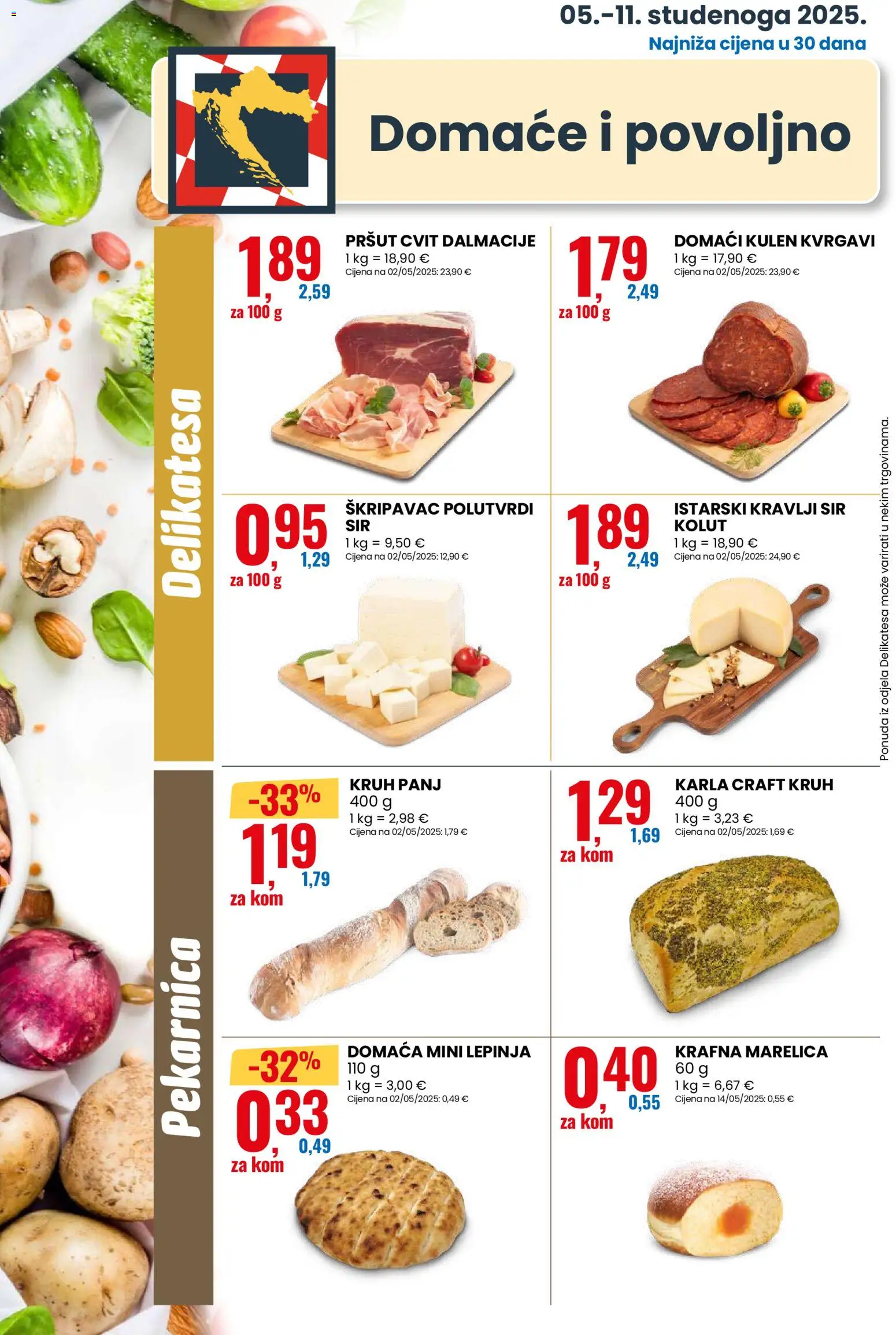 Eurospin katalog | vrijedi od 05.11.2025 | Stranica: 2 | Proizvodi: Sir, Kruh, Pršut, Kulen