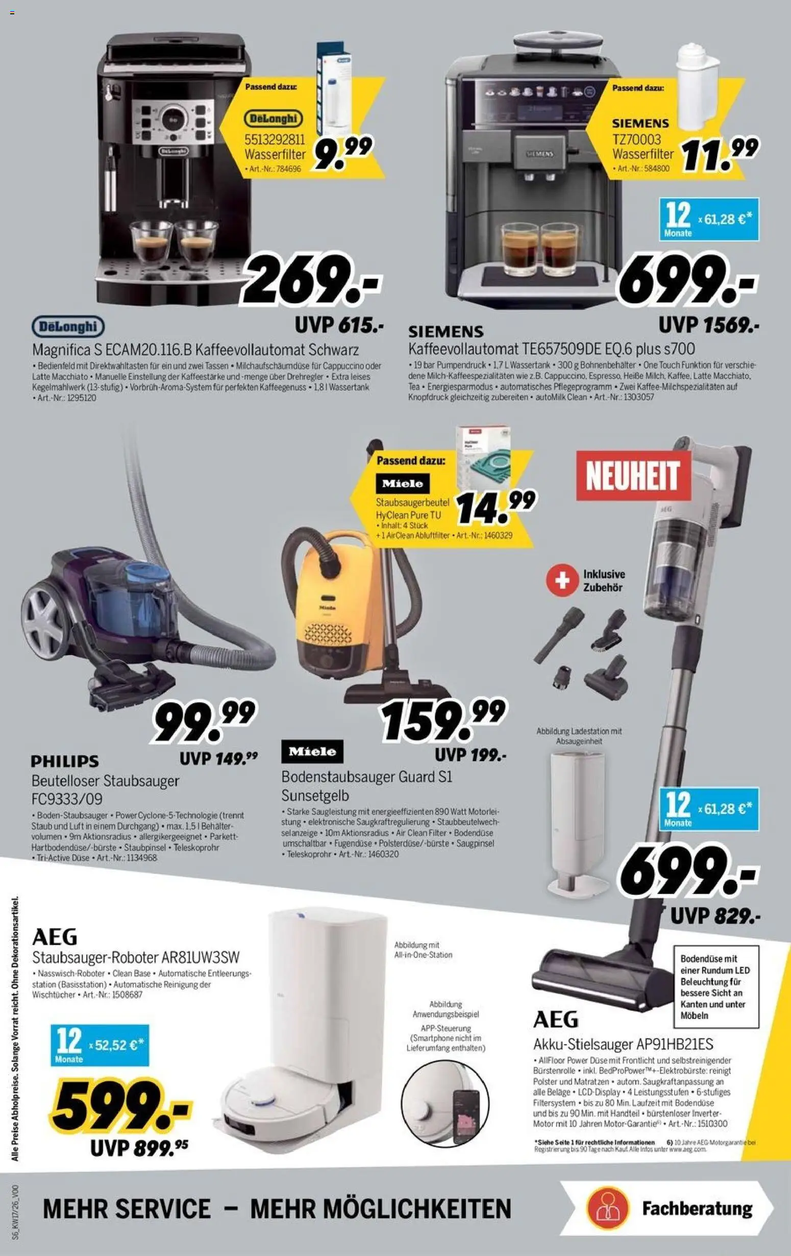 Medimax Prospekt 	 – gültig ab 18.04.2026 | Seite: 6 | Produkte: Miele, AEG, Staubsauger, Kaffeevollautomat
