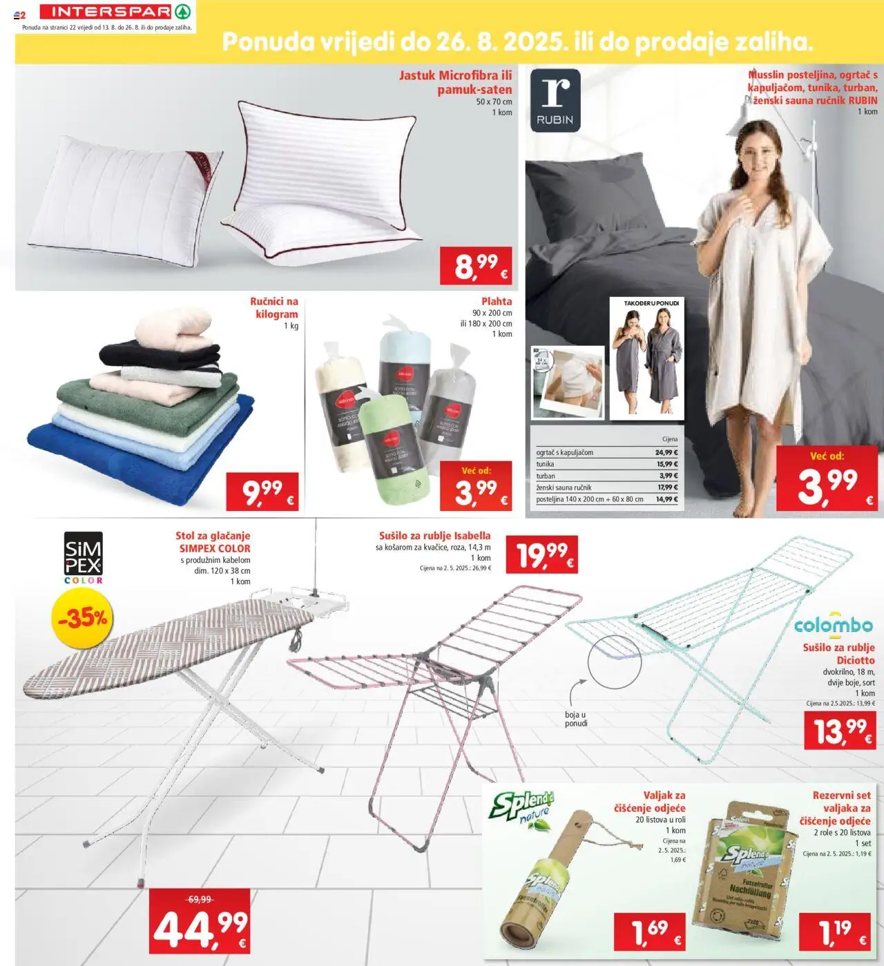 Interspar katalog | vrijedi od 13.08.2025 | Stranica: 22 | Proizvodi: Jastuk, Stol, Ručnik, Sušilo za rublje