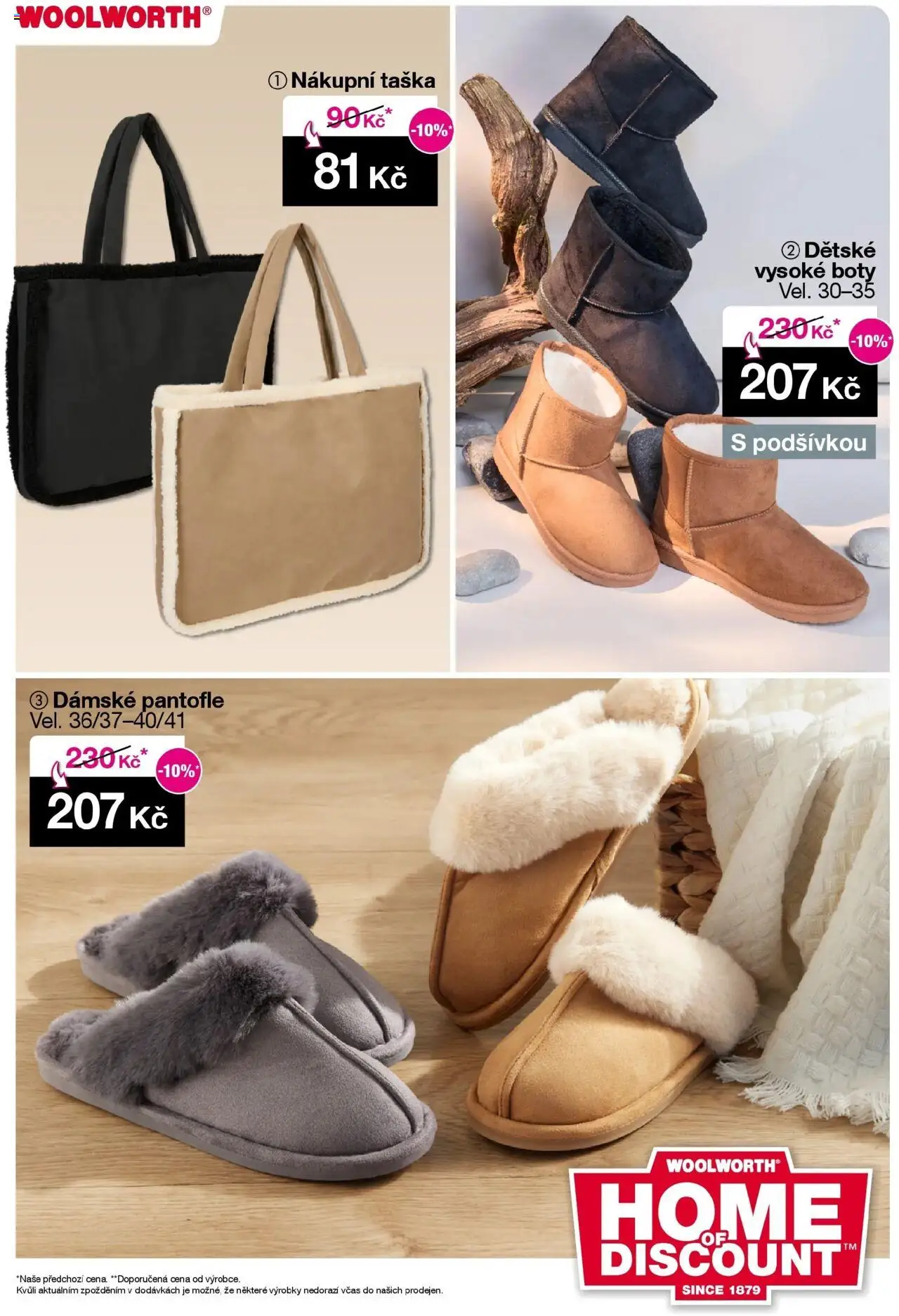 Woolworth leták - Třebíč, Třinec, Žatec, Otvice, Jihlava, Znojmo, Příbram od 10.10.2025 - akční nabídka | Strana: 27 | Produkty: Pantofle, Nákupní taška, Taška, Boty