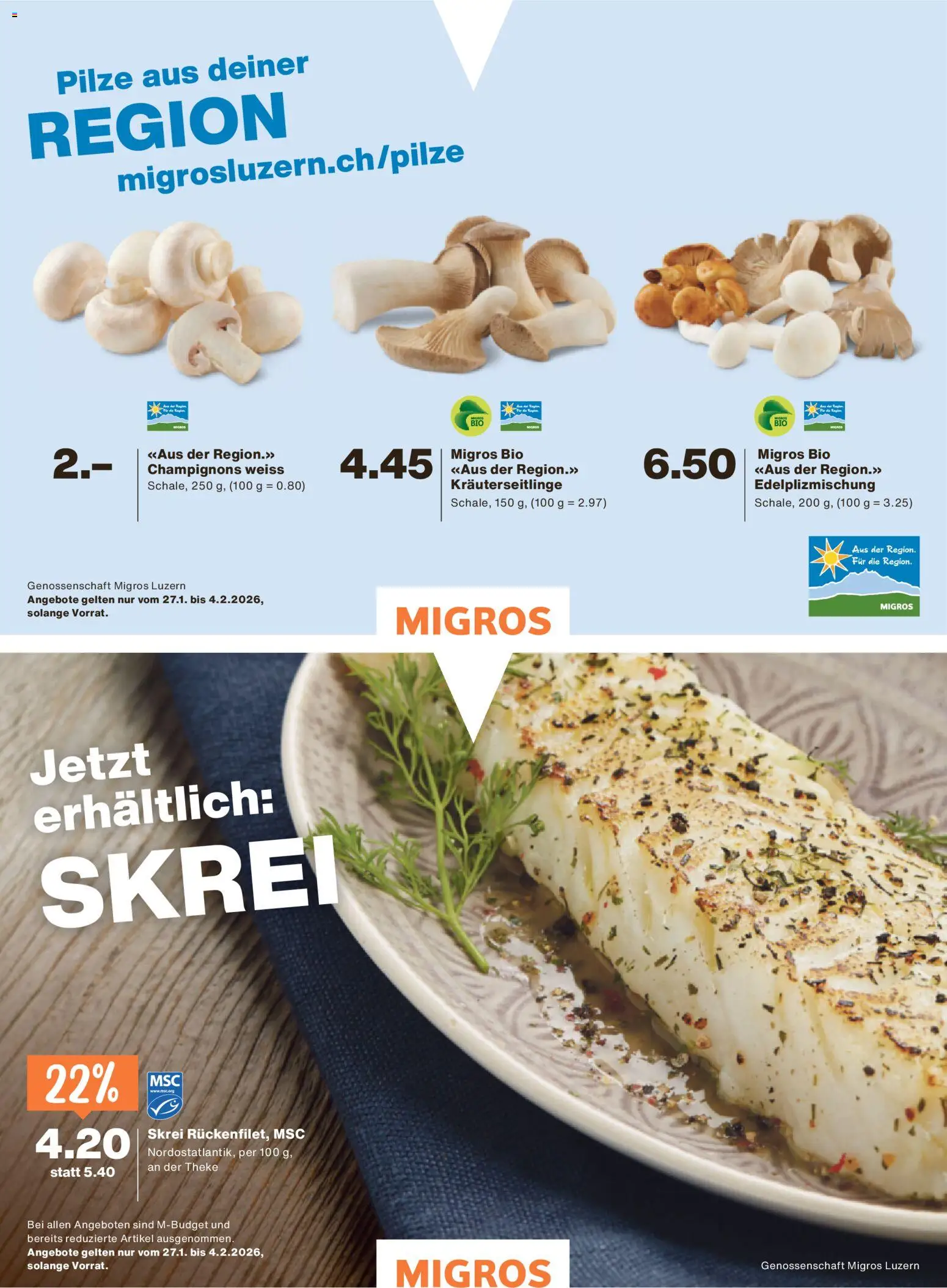 Migros Magazin – gültig ab 27.01.2026 | Seite: 39 | Produkte: Theke, Champignons